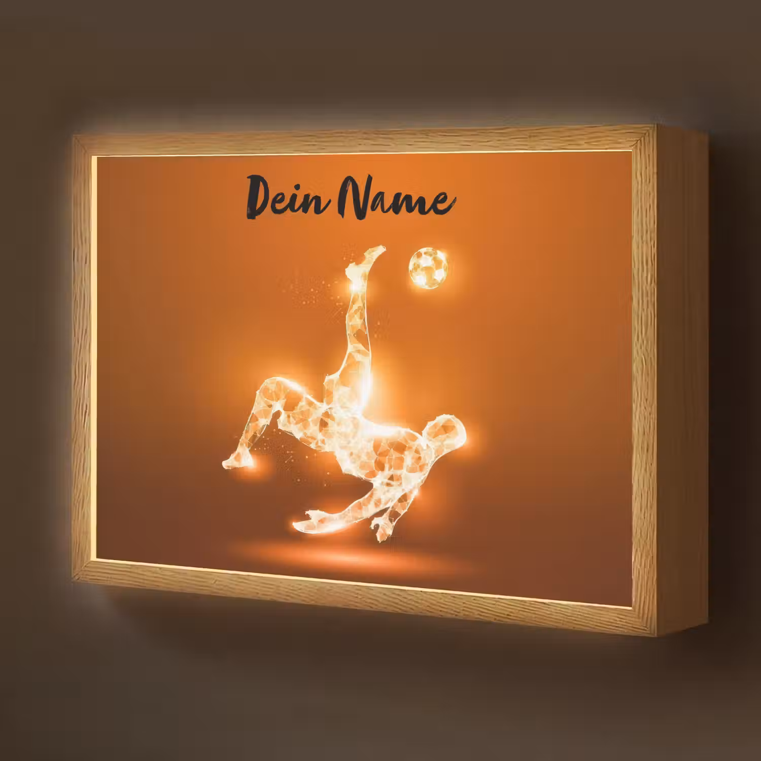 Voetballer - Oranje - Voetbal - Omhaal Light Box met batterij (Wandlamp kind) middel -z3d_website