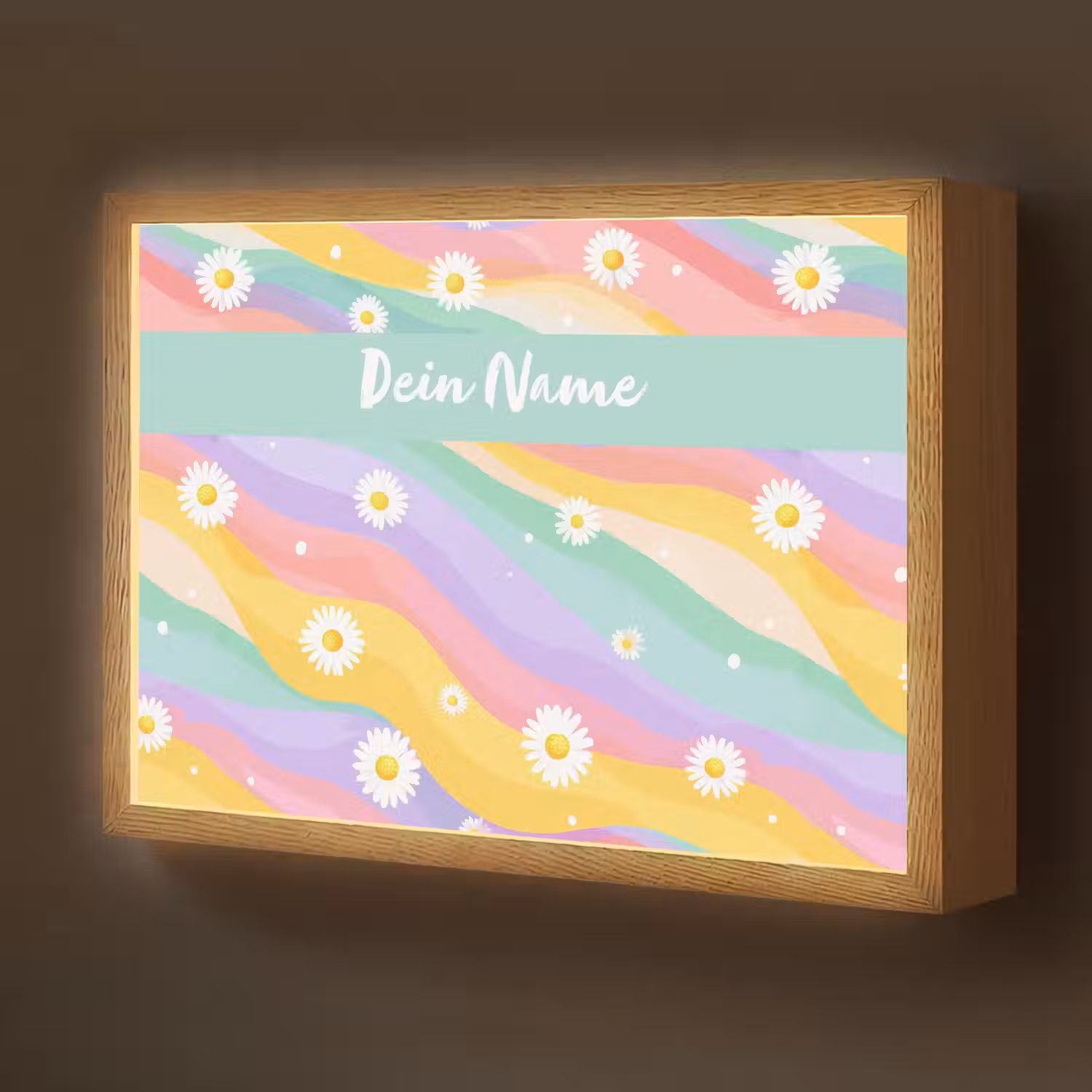 Madeliefjes - Kleurrijk - Pastel Light Box met batterij (Wandlamp kind) middel -z3d_website