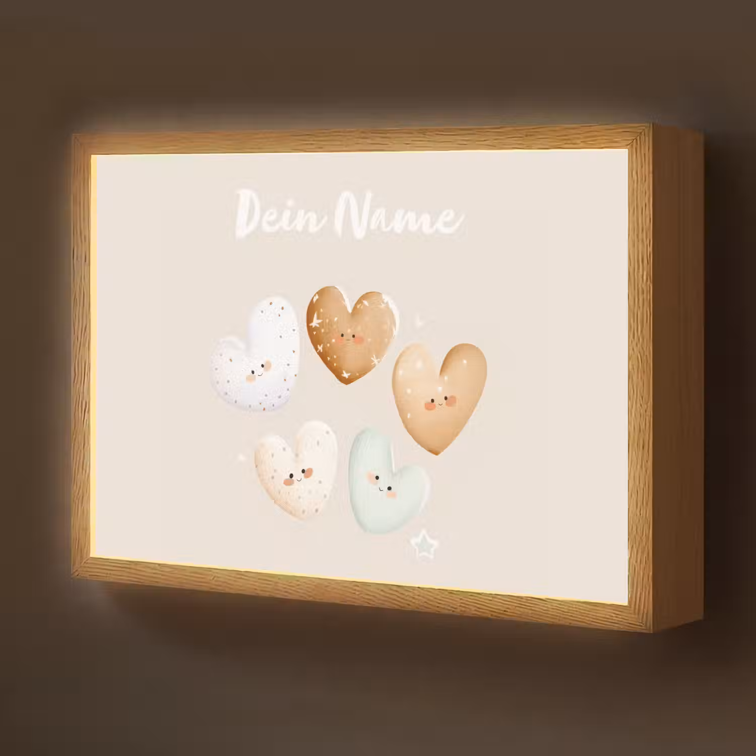 Gezichtjes - Hartjes - Pasteltinten - Sterretjes Light Box met batterij (Wandlamp kind) middel -z3d_website