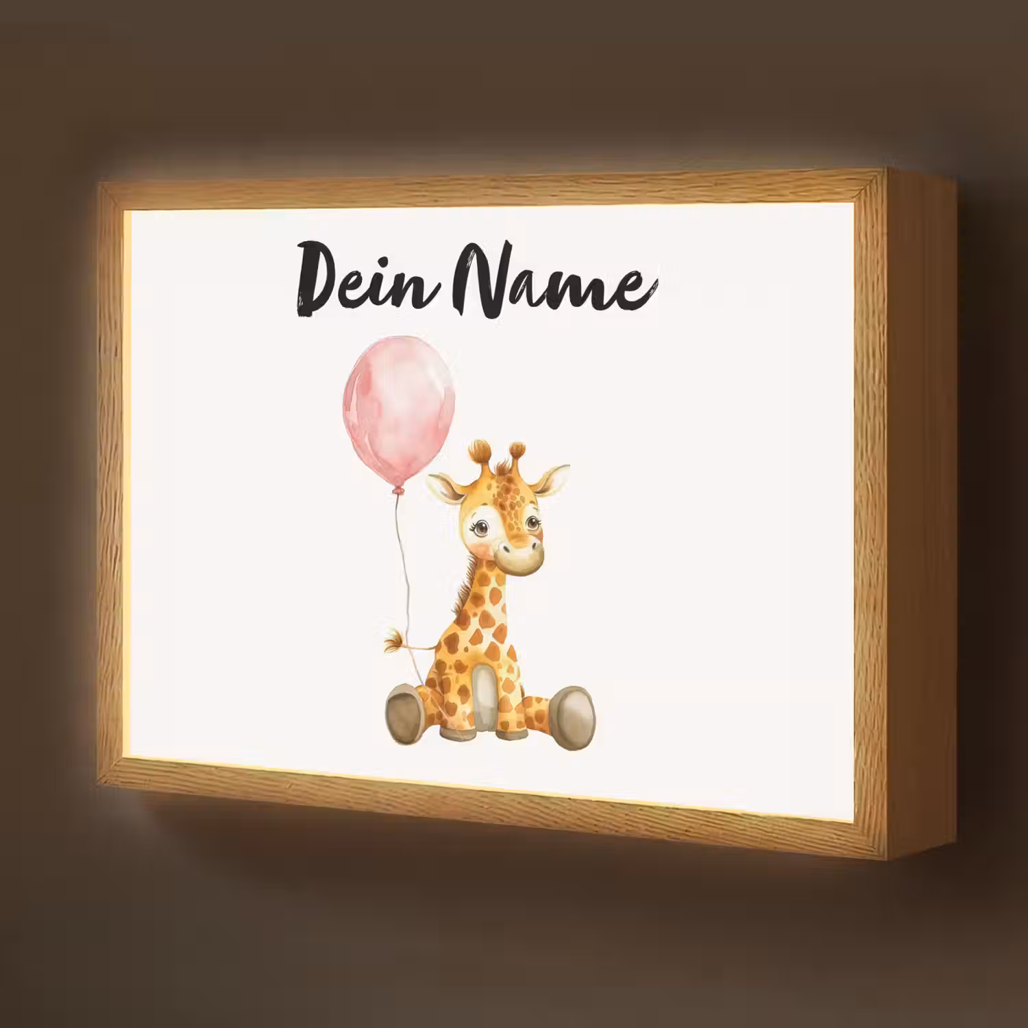 Giraf - Baby - Dieren - Roze ballon Light Box met batterij (Wandlamp kind) middel -z3d_website