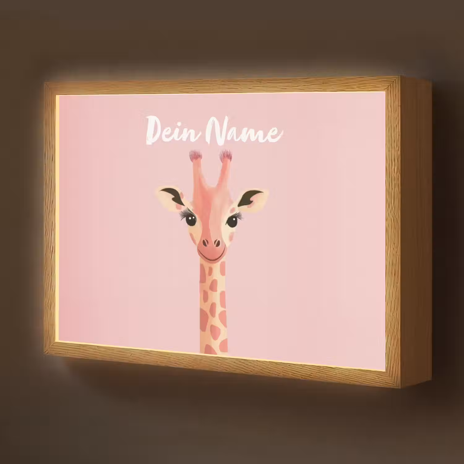 Giraffe - Illustratie - Roze Light Box met batterij (Wandlamp kind) middel -z3d_website