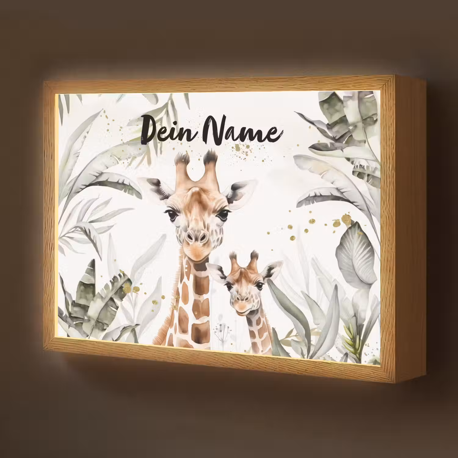 Giraffe - Natuur - Kinderen - Dieren Light Box met batterij (Wandlamp kind) middel -z3d_website
