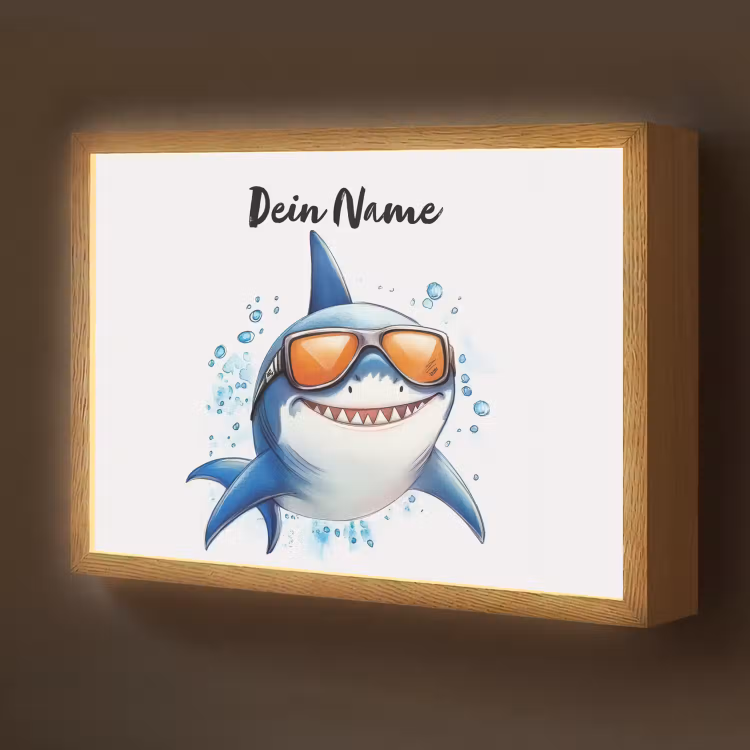 Haai - Zonnebril - Blauw - Water Light Box met batterij (Wandlamp kind) middel -z3d_website