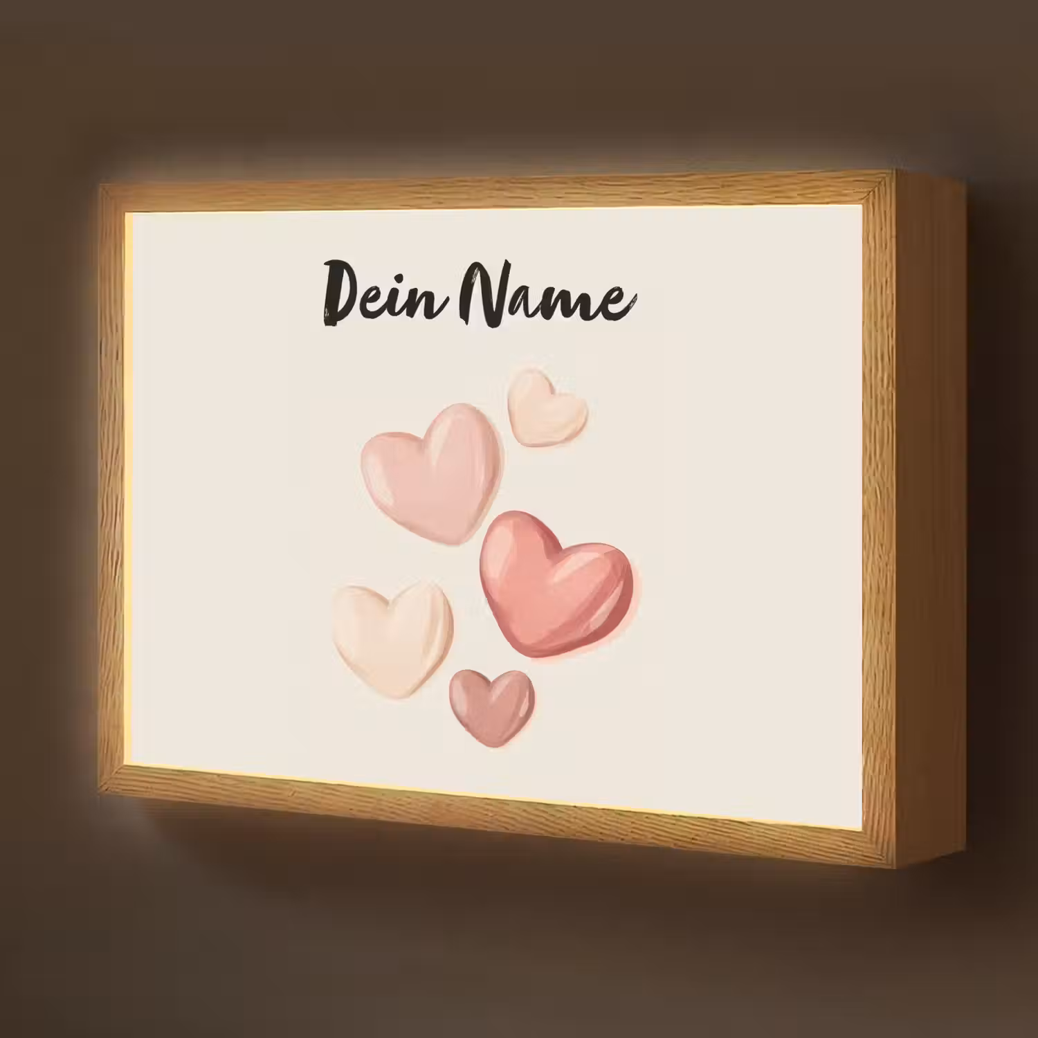 Hartjes - Roze - Minimalistisch - Illustratie Light Box met batterij (Wandlamp kind) middel -z3d_website