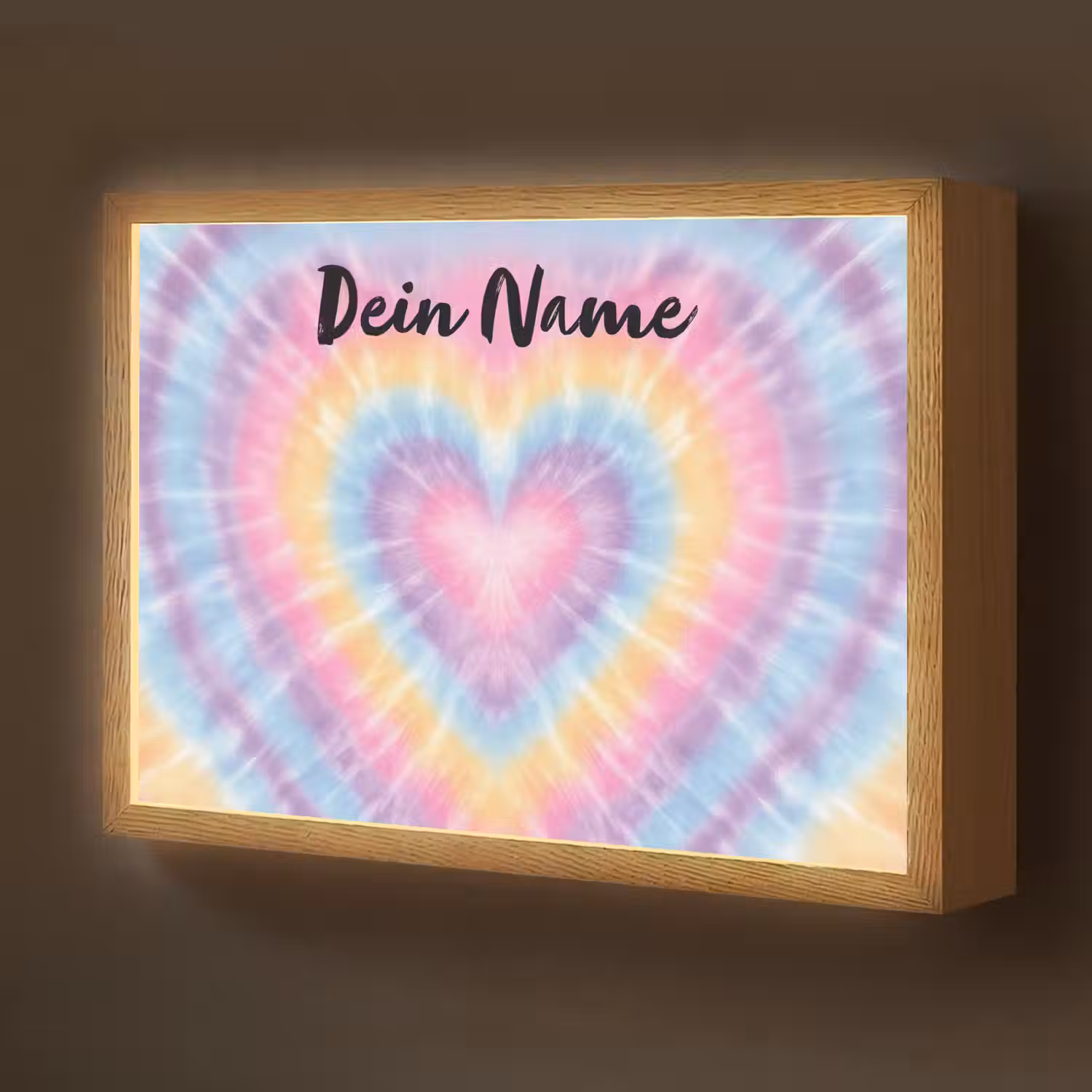 Hartvorm - Tie Dye - Pastelkleuren Light Box met batterij (Wandlamp kind) middel -z3d_website