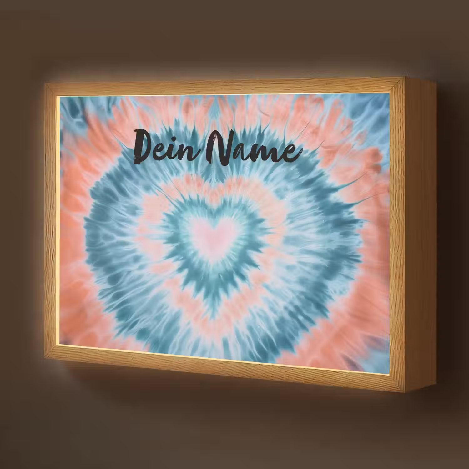 Hartvormig - Tie dye - Lichtblauw - Pasteltinten Light Box met batterij (Wandlamp kind) middel -z3d_website