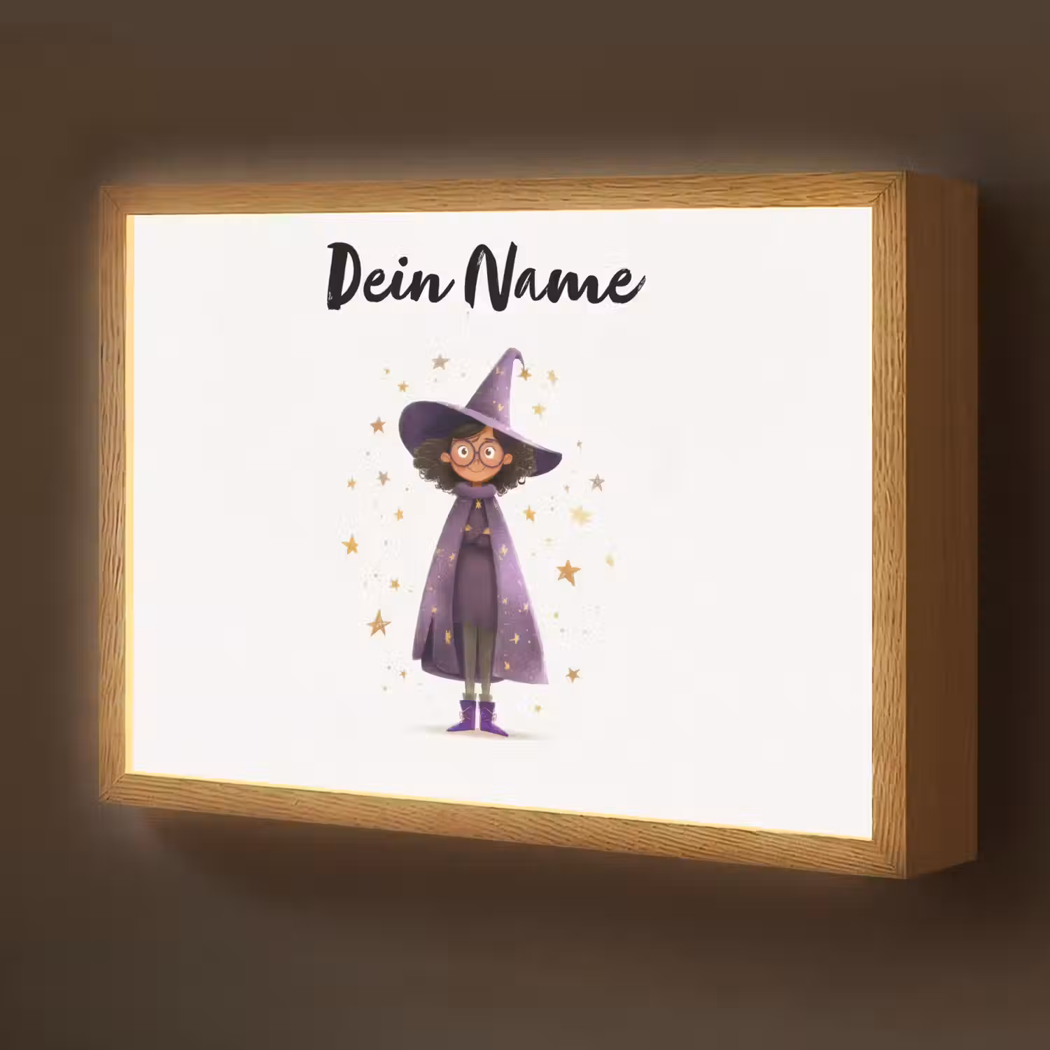 Heks - Paars - Sterren - Heksenhoed Light Box met batterij (Wandlamp kind) middel -z3d_website