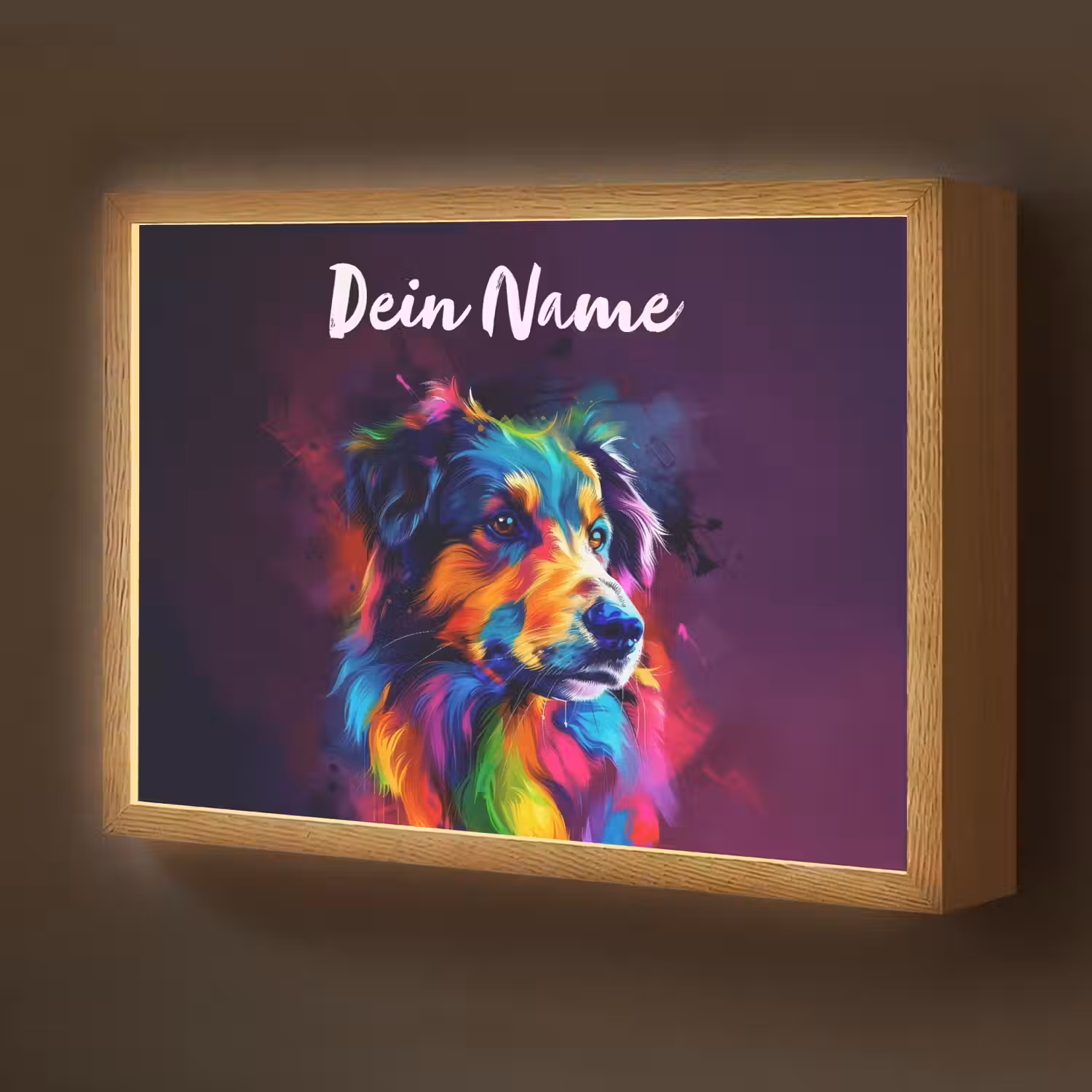 Hond - Kleurrijk - Dier - Dierenhoofd Light Box met batterij (Wandlamp kind) middel -z3d_website