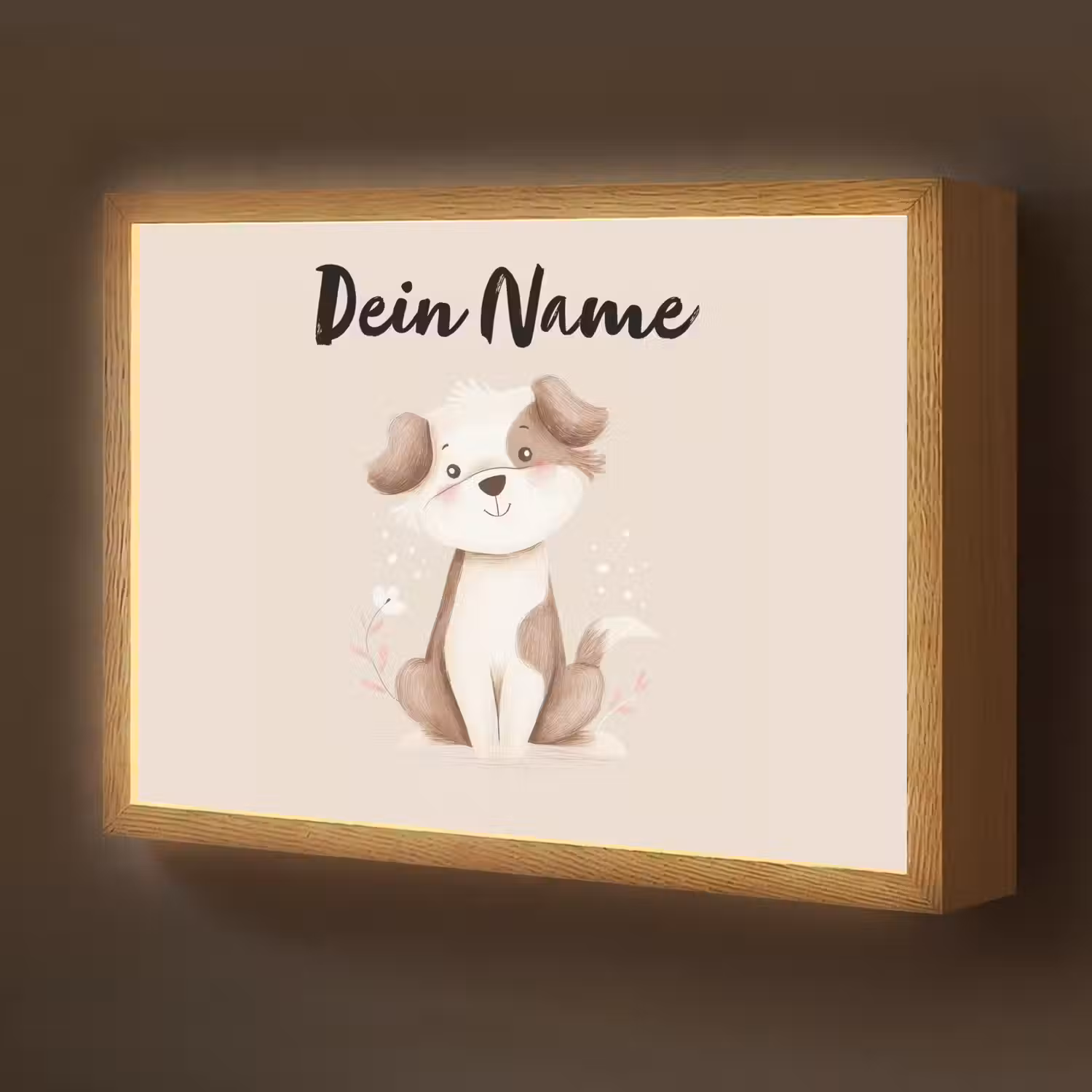 Hond - Gevlekt - Bruin Light Box met batterij (Wandlamp kind) middel -z3d_website