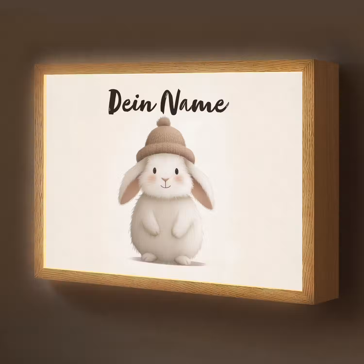 Konijn - Muts - Oren - Beige Light Box met batterij (Wandlamp kind) middel -z3d_website