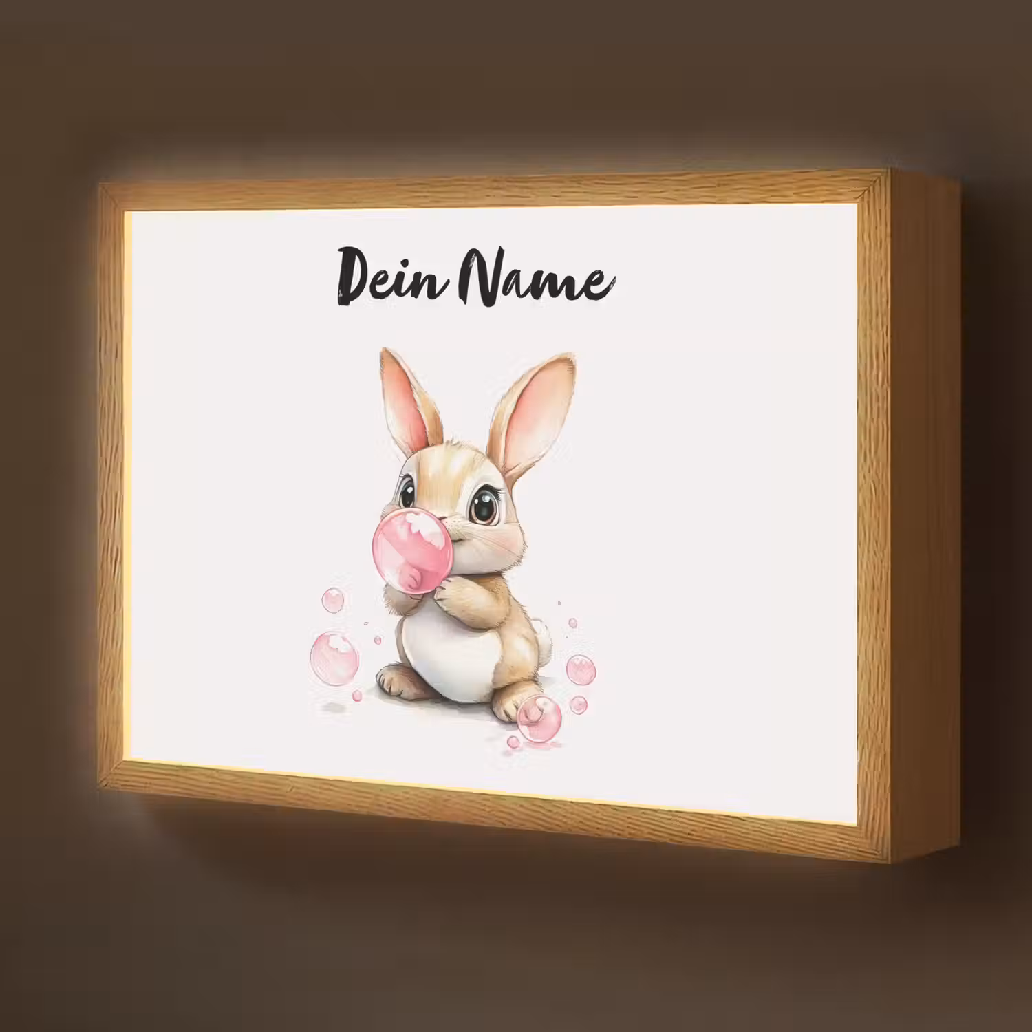 Konijn - Roze - Bellen Light Box met batterij (Wandlamp kind) middel -z3d_website