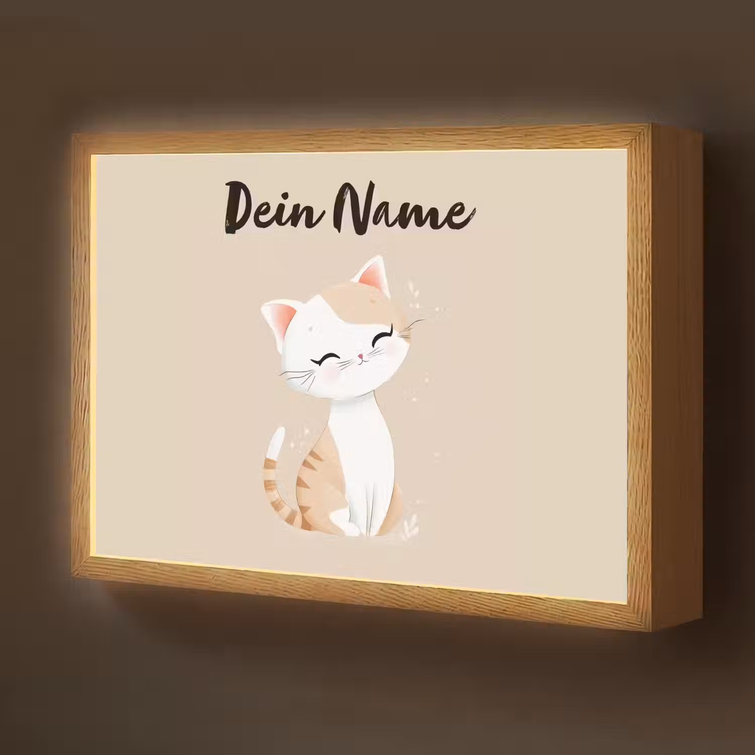 Kat - Kitten - Beige Light Box met batterij (Wandlamp kind) middel -z3d_website