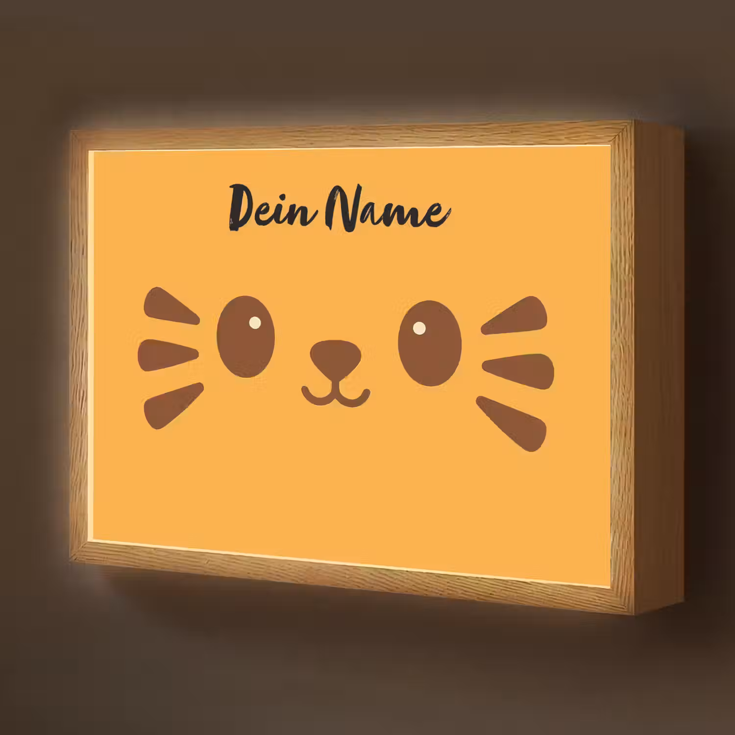 Kat - Minimalistisch - Oranje - Vrolijk Light Box met batterij (Wandlamp kind) middel -z3d_website