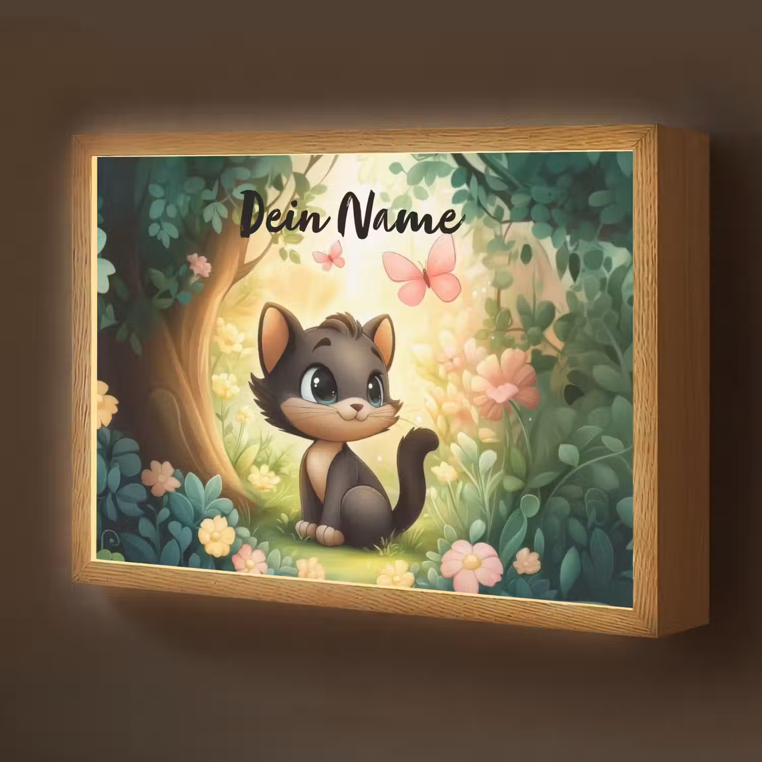 Kat - Vlinder - Bloemen Light Box met batterij (Wandlamp kind) middel -z3d_website