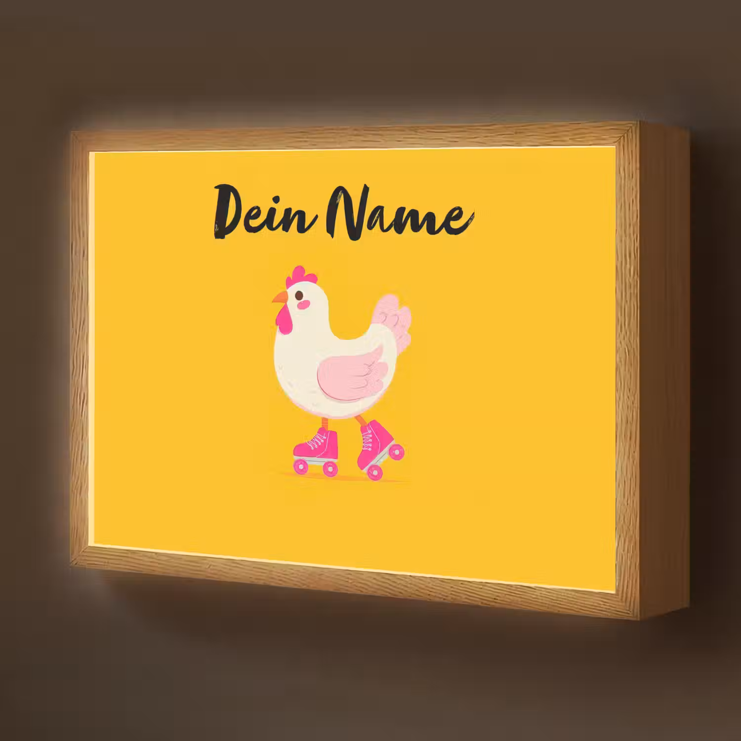Kip - Rolschaatsen - Geel Light Box met batterij (Wandlamp kind) middel -z3d_website