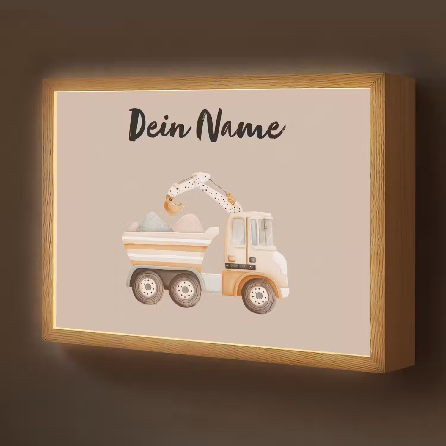 Kiepwagen - Auto - Beige - Stenen Light Box met batterij (Wandlamp kind) middel -z3d_website