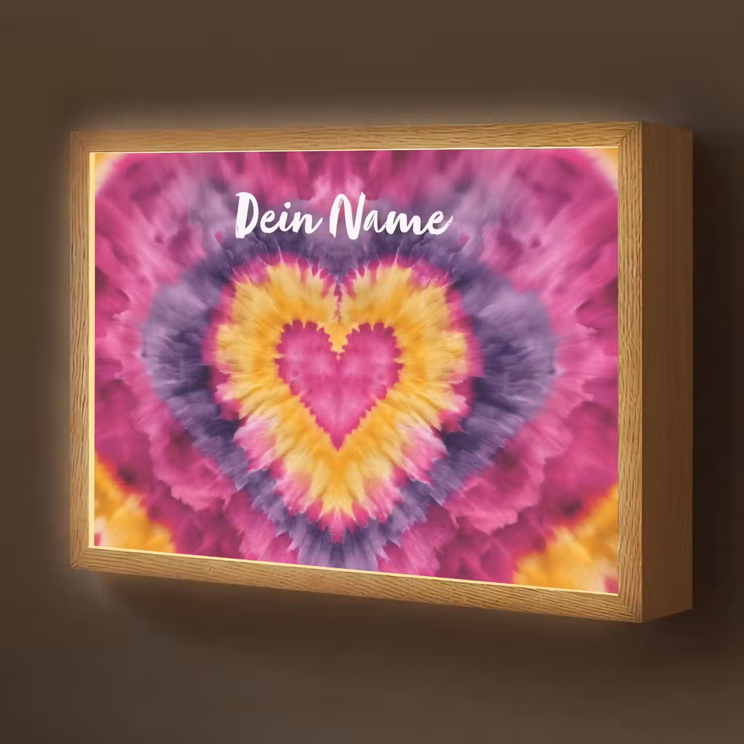 Tie dye - Hartvorm - Vlammen - Paars Light Box met batterij (Wandlamp kind) middel -z3d_website