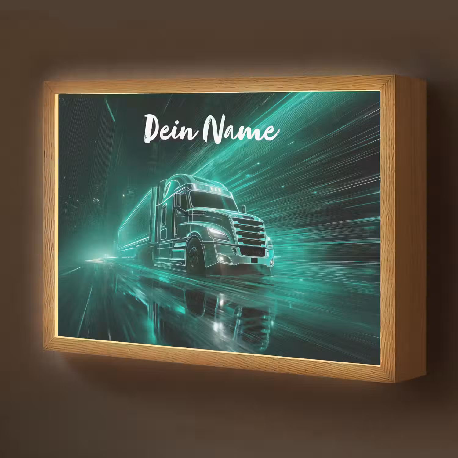 Vrachtwagen - Stad - Groen - Neon Light Box met batterij (Wandlamp kind) middel -z3d_website