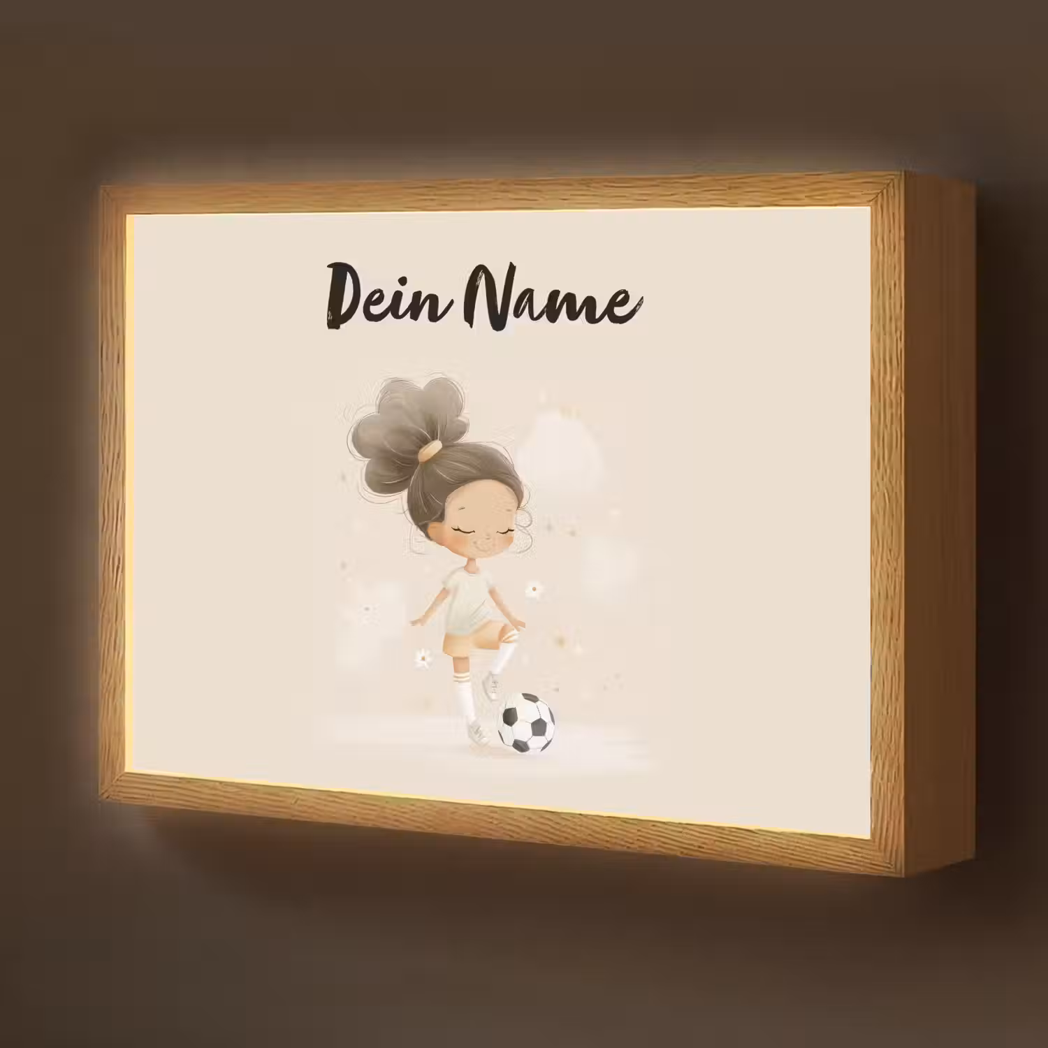 Meisje - Knot - Bruin - Voetbal Light Box met batterij (Wandlamp kind) middel -z3d_website