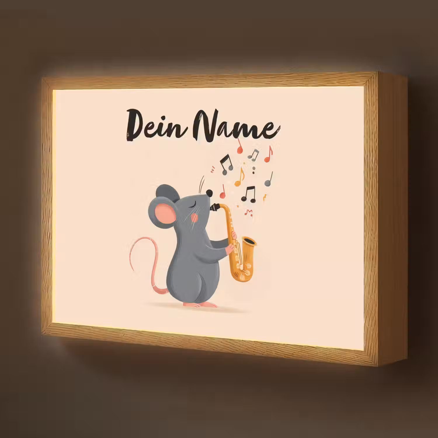 Muis - Saxofoon - Muzieknoten Light Box met batterij (Wandlamp kind) middel -z3d_website