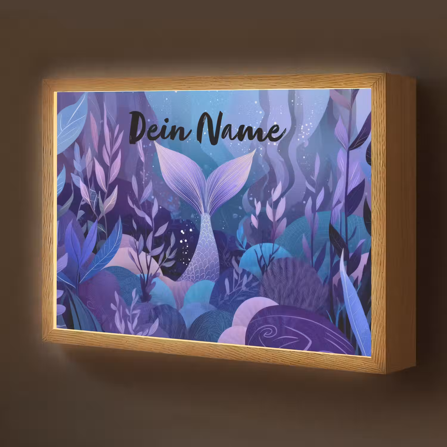 Zeemeerminnenstaart - Onderwaterplanten - Paars - Blauw Light Box met batterij (Wandlamp kind) middel -z3d_website