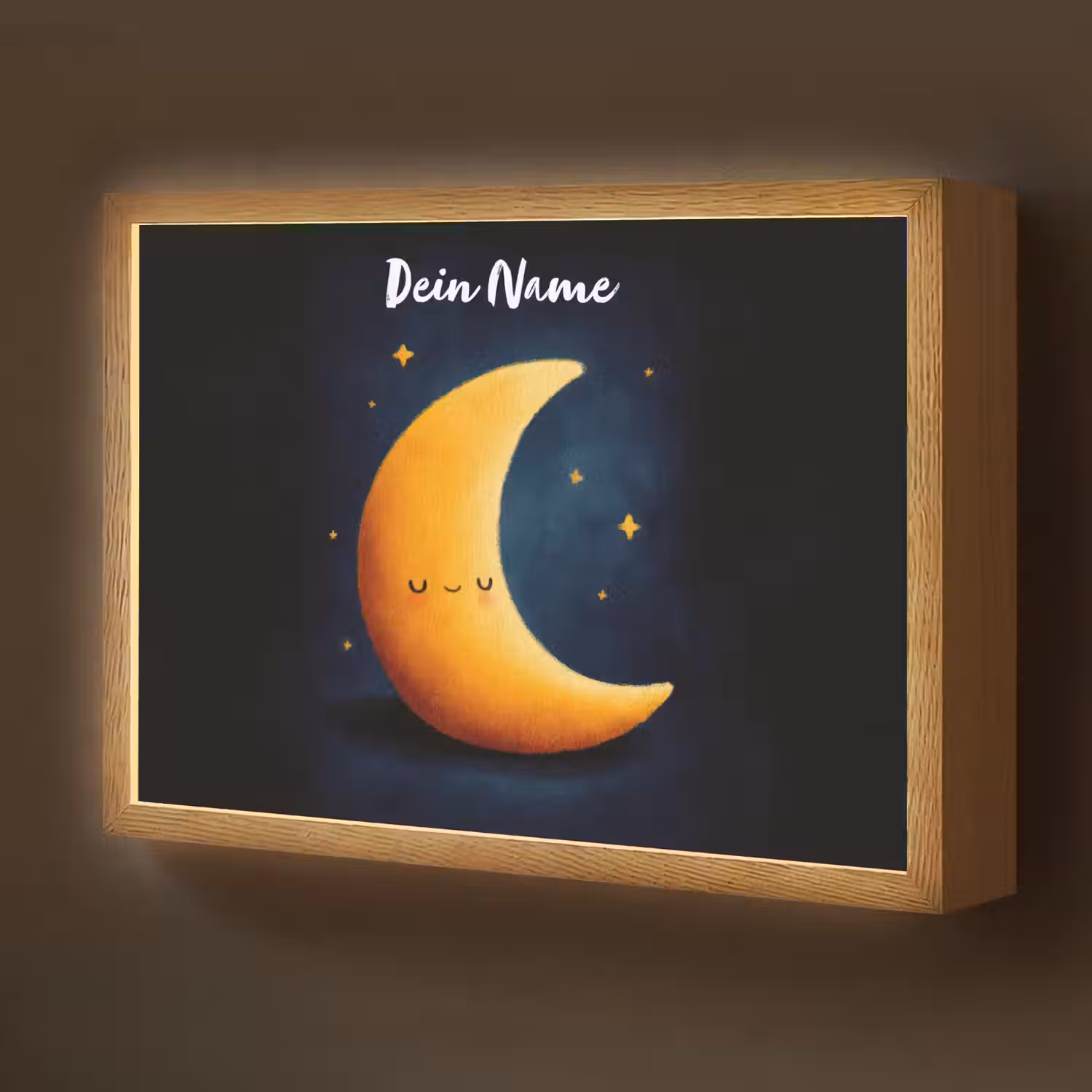 Maan - Geel - Sterren - Gezichtje Light Box met batterij (Wandlamp kind) middel -z3d_website