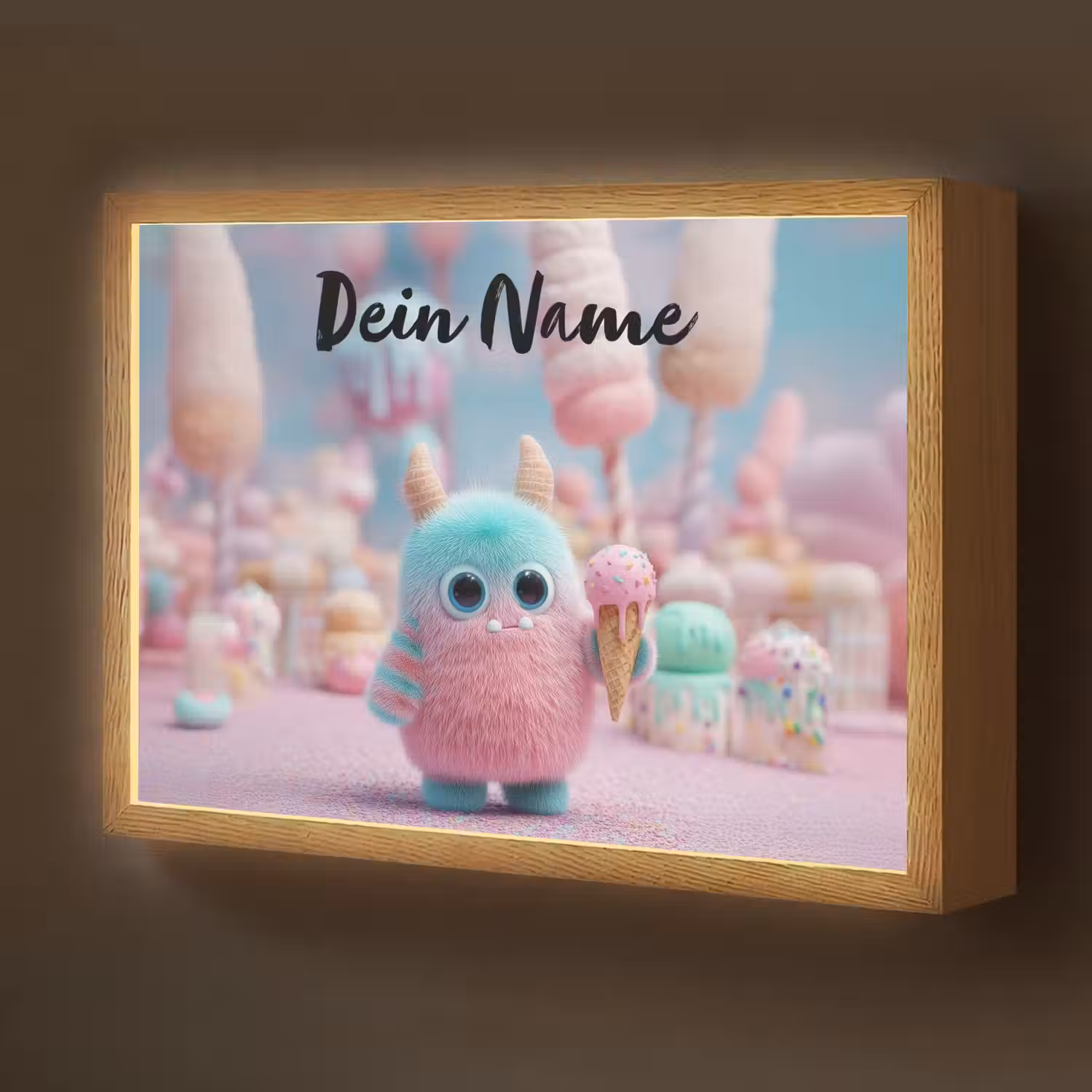 Monster - Pastel - Roze - Snoep Light Box met batterij (Wandlamp kind) middel -z3d_website