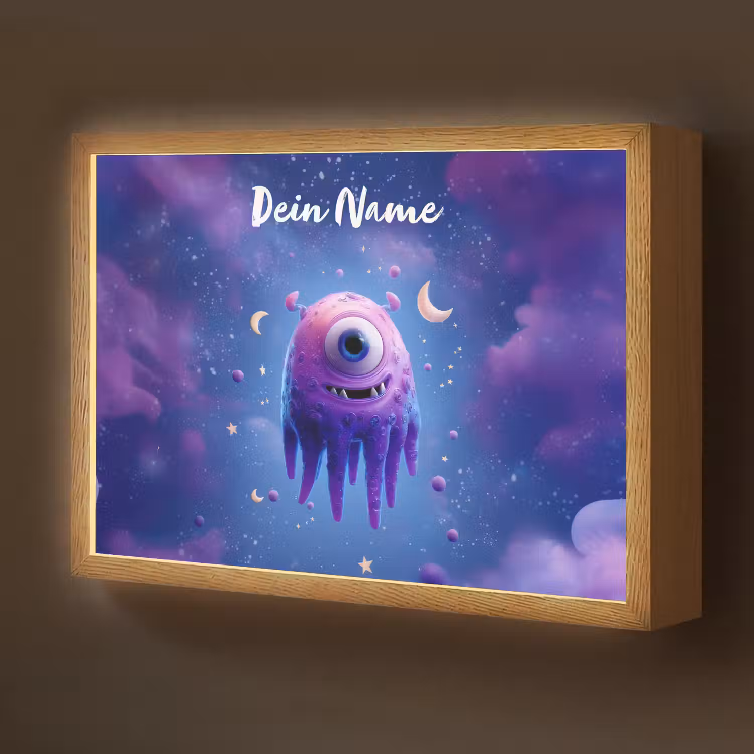 Monster - Ruimte - Sterren - Paars Light Box met batterij (Wandlamp kind) middel -z3d_website