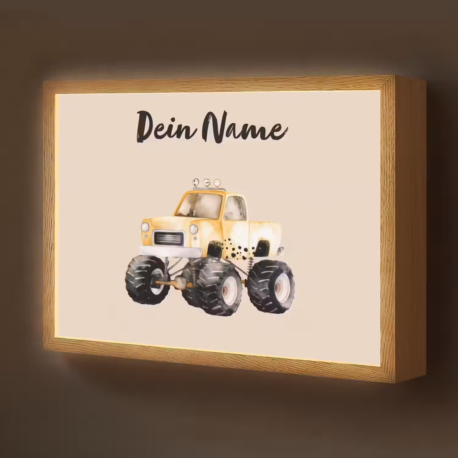 Monstertruck - Geel - Minimalistisch Light Box met batterij (Wandlamp kind) middel -z3d_website