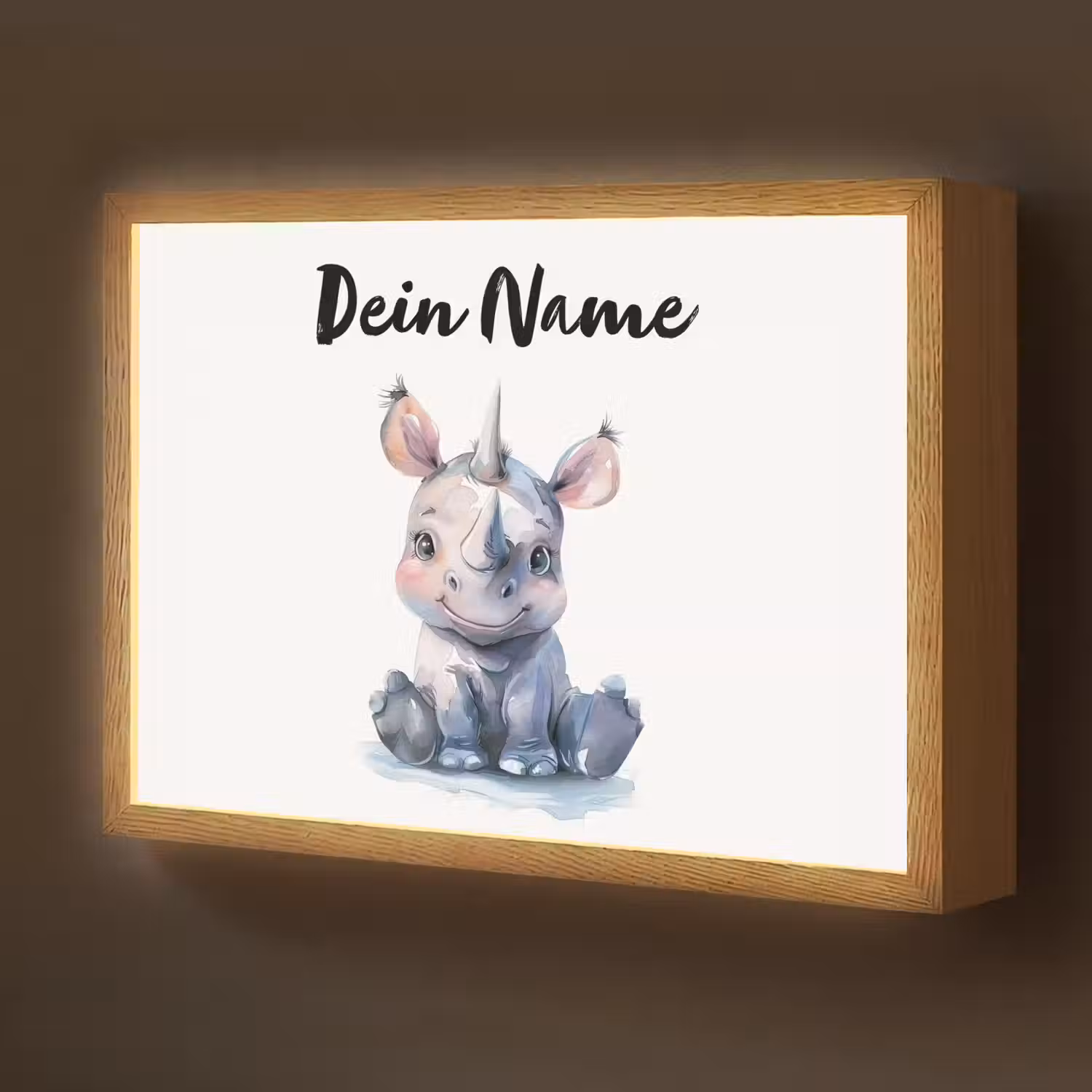Neushoorn - Baby dier - Dieren Light Box met batterij (Wandlamp kind) middel -z3d_website