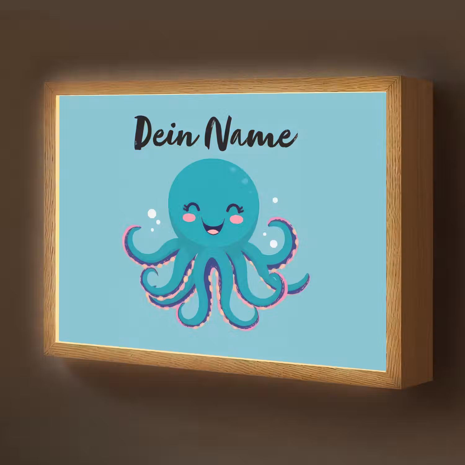 Octopus - Blauw - Gezicht Light Box met batterij (Wandlamp kind) middel -z3d_website