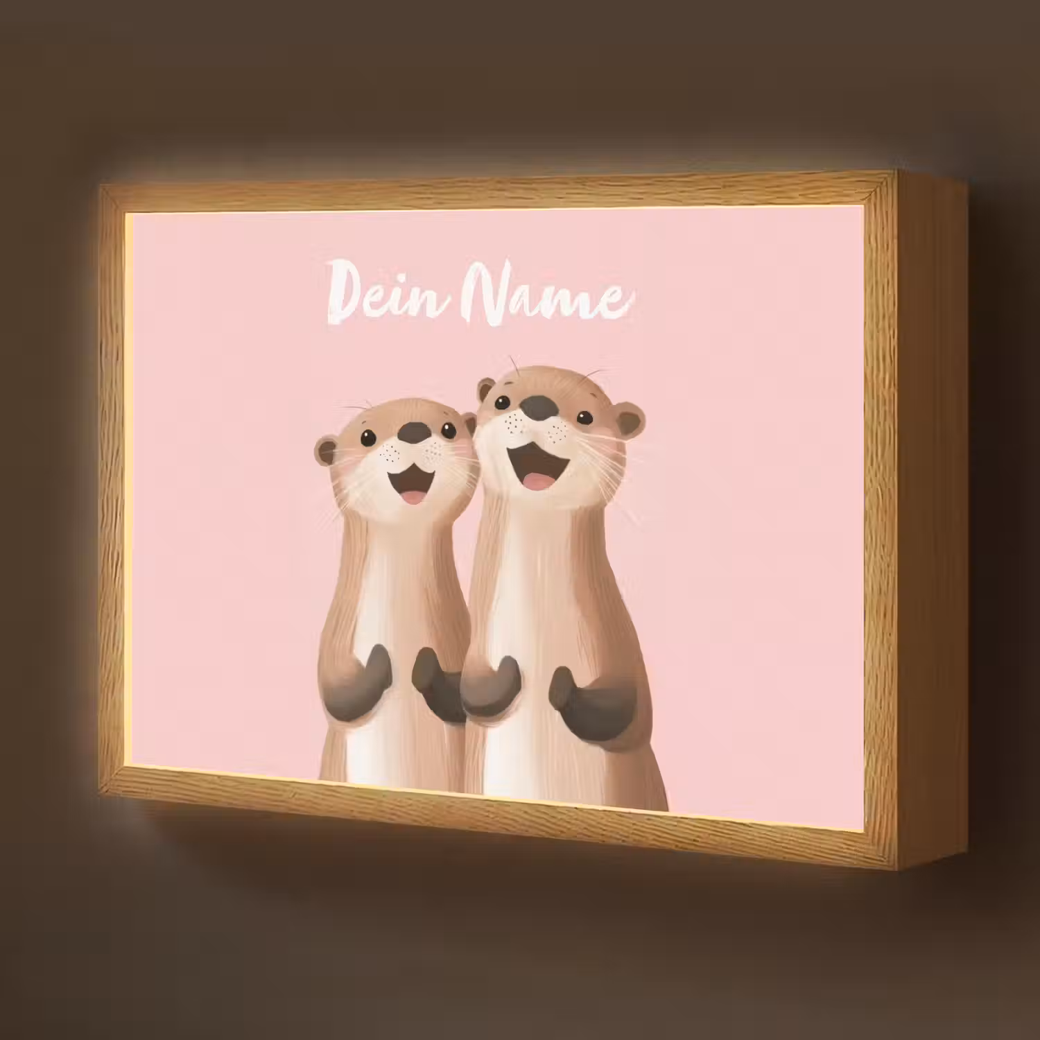 Otters - Glimlach - Bruin Light Box met batterij (Wandlamp kind) middel -z3d_website