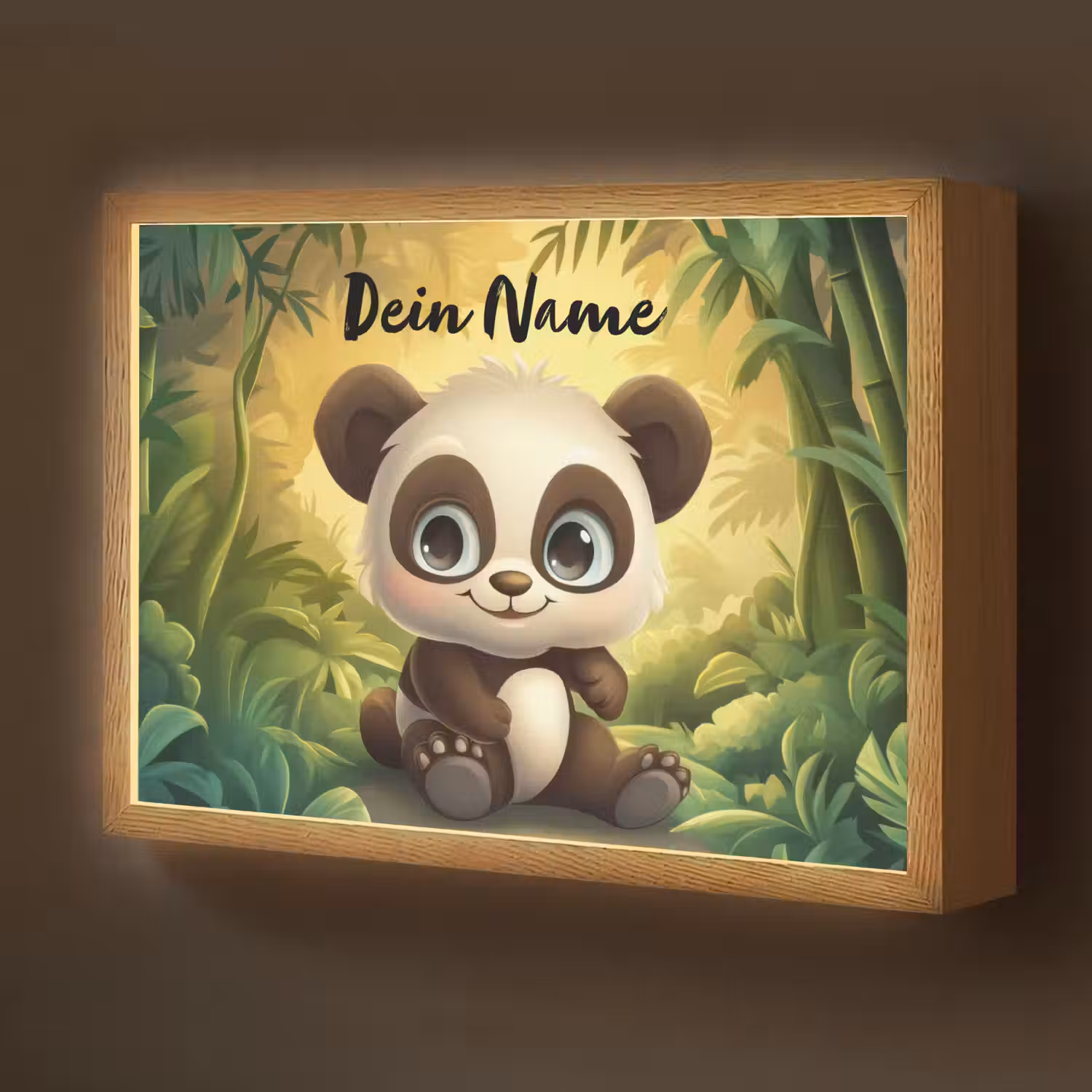 Panda - Bamboebos - Groen Light Box met batterij (Wandlamp kind) middel -z3d_website