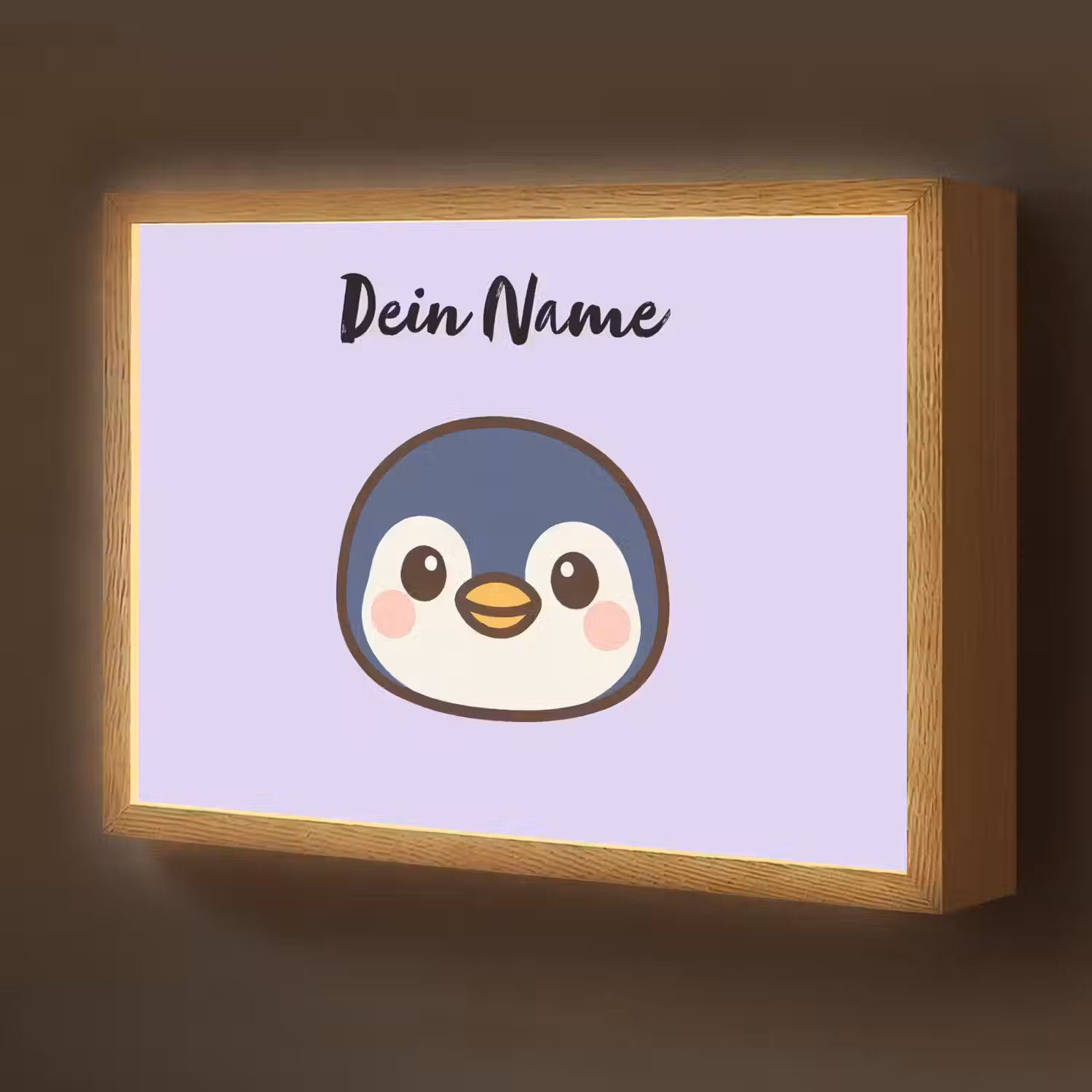 Pinguïn - Paars - Minimalistisch - Blosjes Light Box met batterij (Wandlamp kind) middel -z3d_website