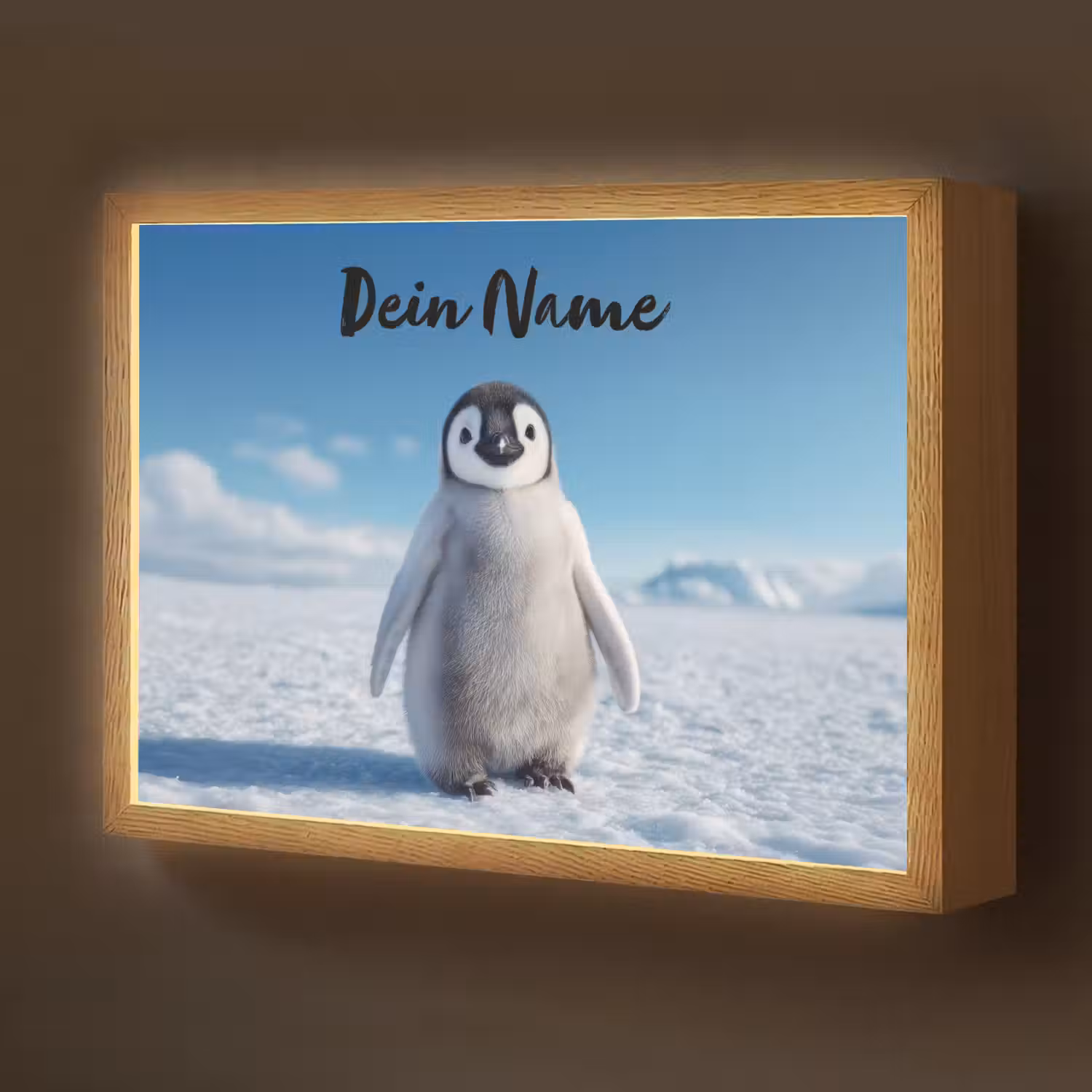Pinguïn - Sneeuw - Landschap - Wit Light Box met batterij (Wandlamp kind) middel -z3d_website