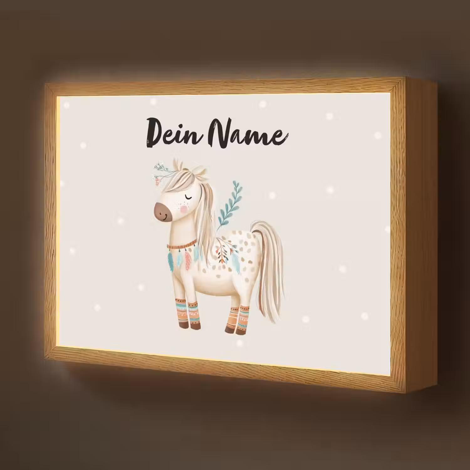 Pony - Stippen - Lichtbruin - Veren Light Box met batterij (Wandlamp kind) middel -z3d_website