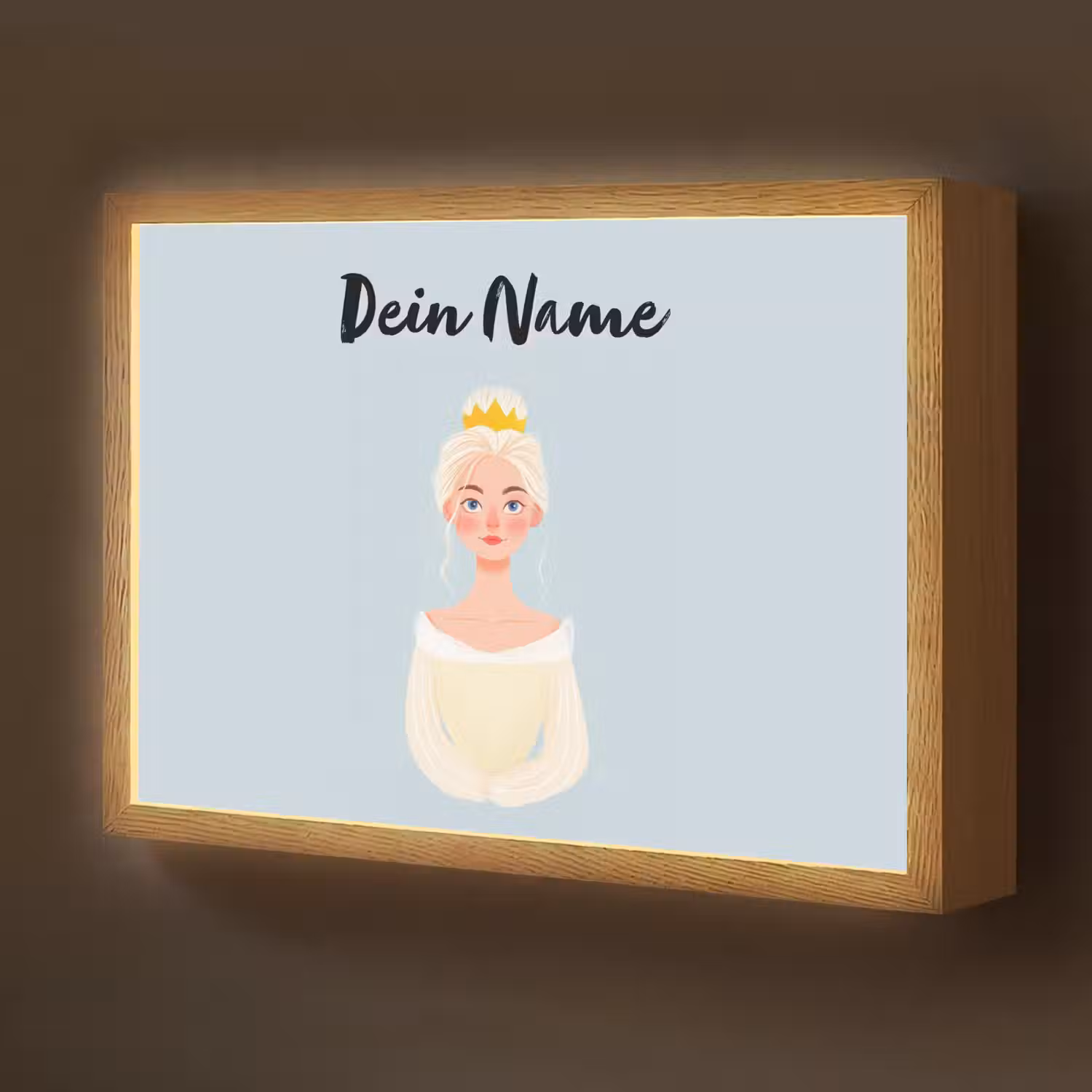 Prinses - Blond - Kroon - Minimalistisch Light Box met batterij (Wandlamp kind) middel -z3d_website