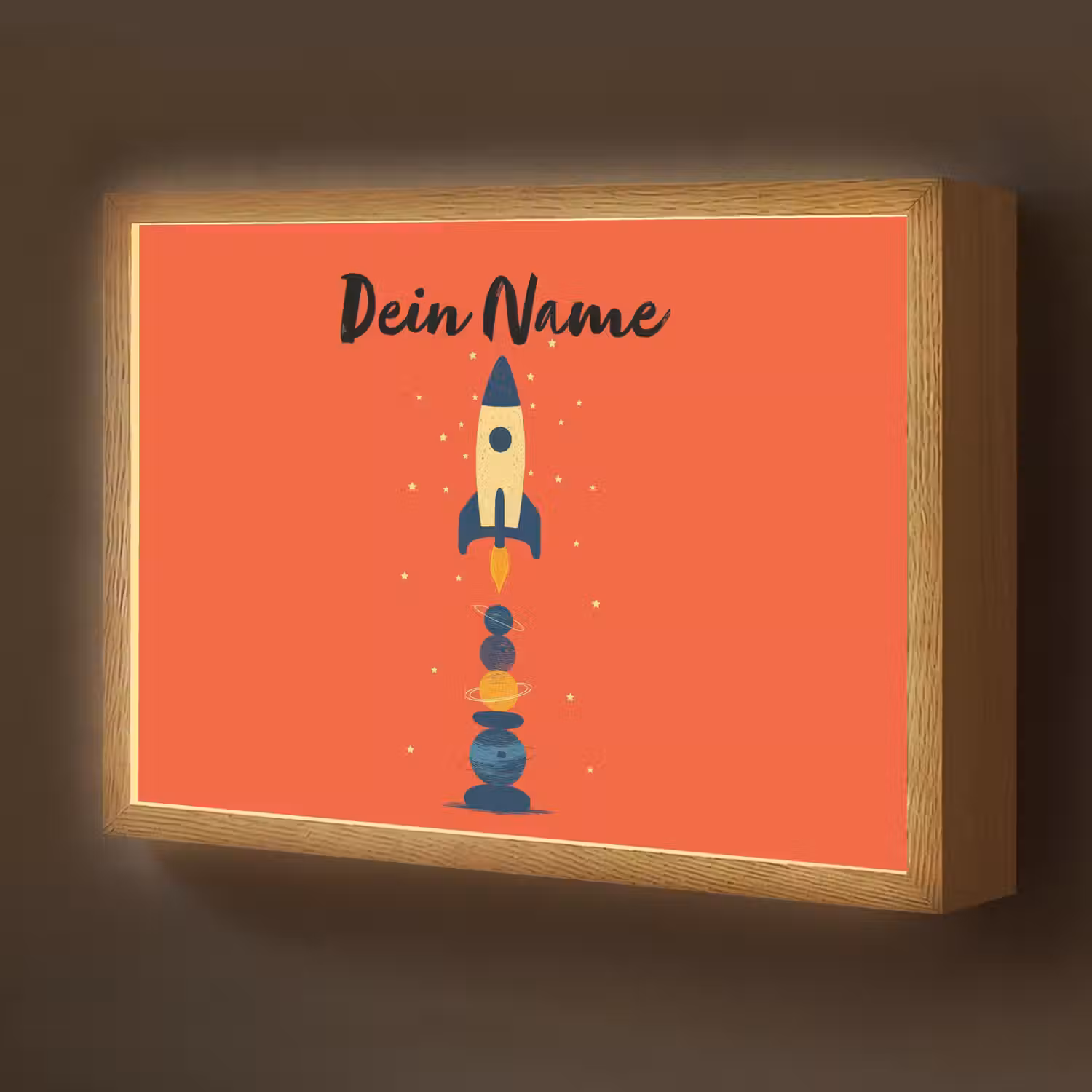 Raket - Planeten - Rood Light Box met batterij (Wandlamp kind) middel -z3d_website