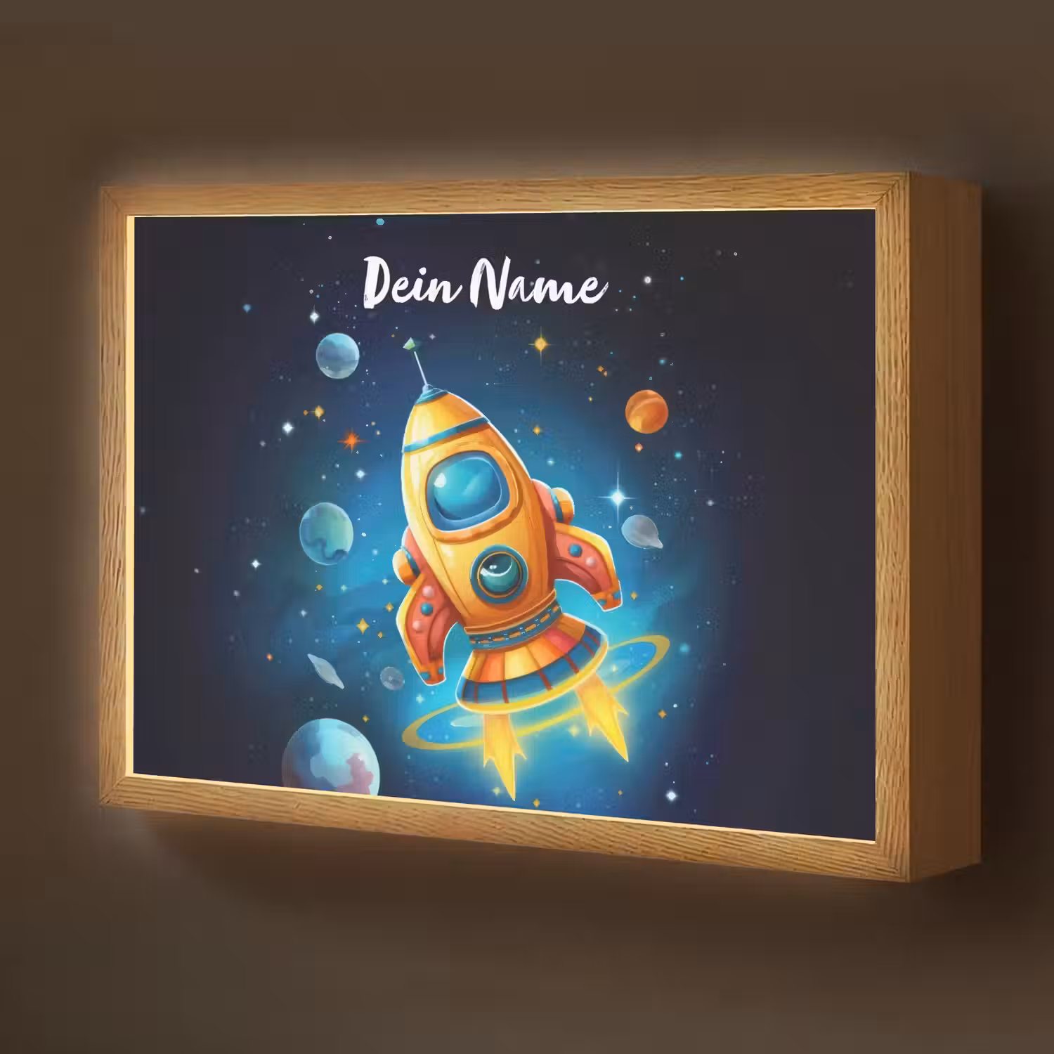 Raket - Ruimte - Planeten - Kinderen - Jongen Light Box met batterij (Wandlamp kind) middel -z3d_website