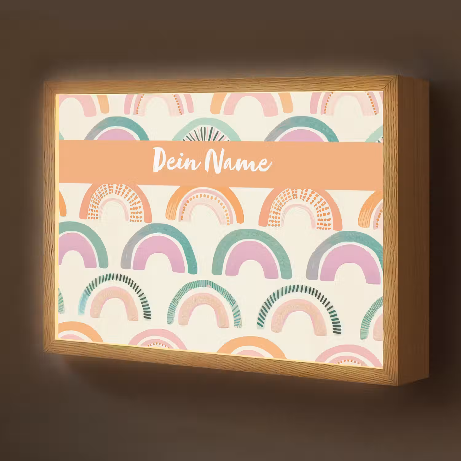 Regenboog - Pastel - Patroon Light Box met batterij (Wandlamp kind) middel -z3d_website