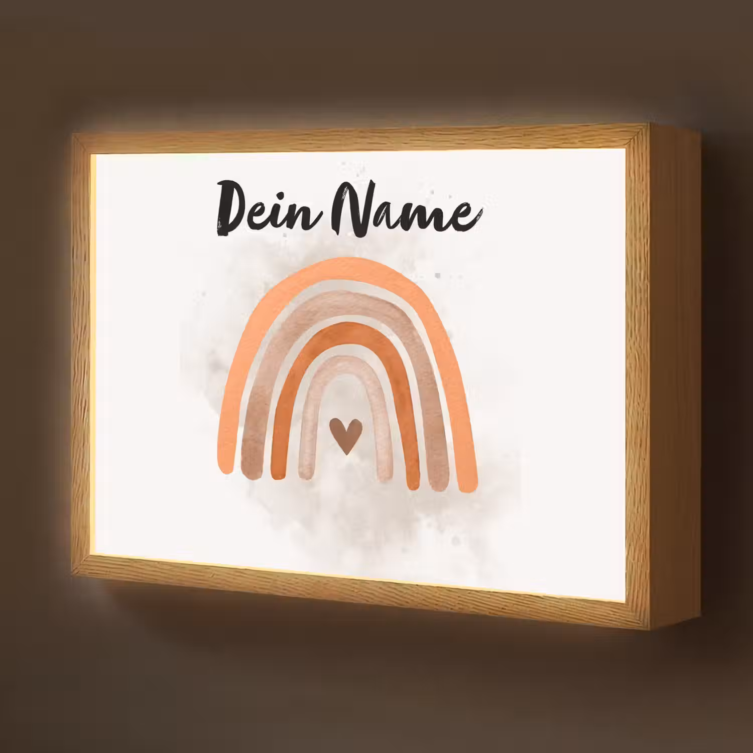 Regenboog - Roze - Pastel kleuren - Hartje Light Box met batterij (Wandlamp kind) middel -z3d_website
