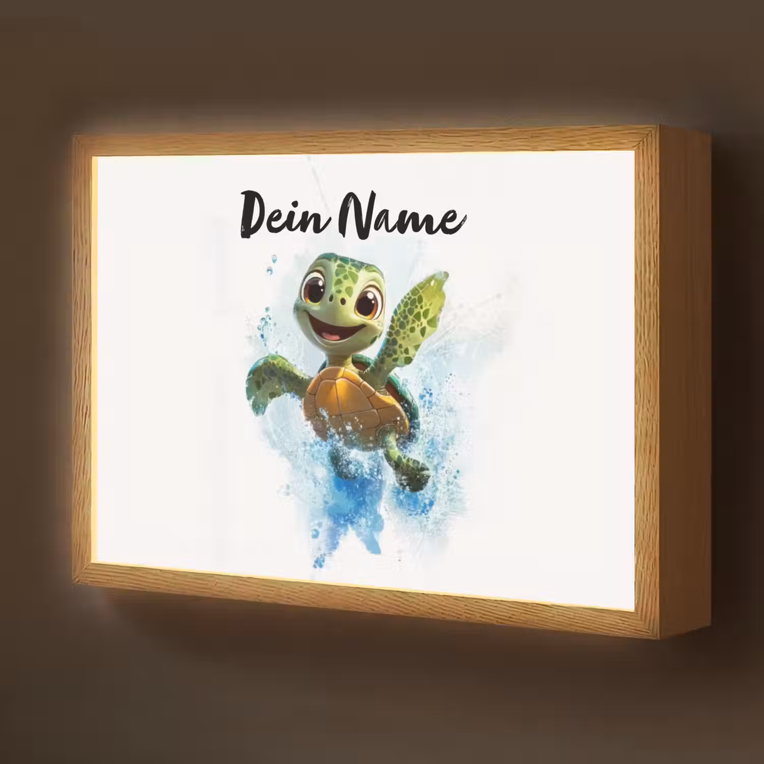 Schildpad - Water - Groen Light Box met batterij (Wandlamp kind) middel -z3d_website