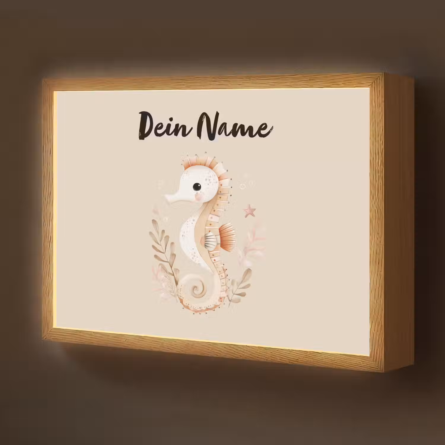 Zeepaardje - Zeewier - Beige Light Box met batterij (Wandlamp kind) middel -z3d_website
