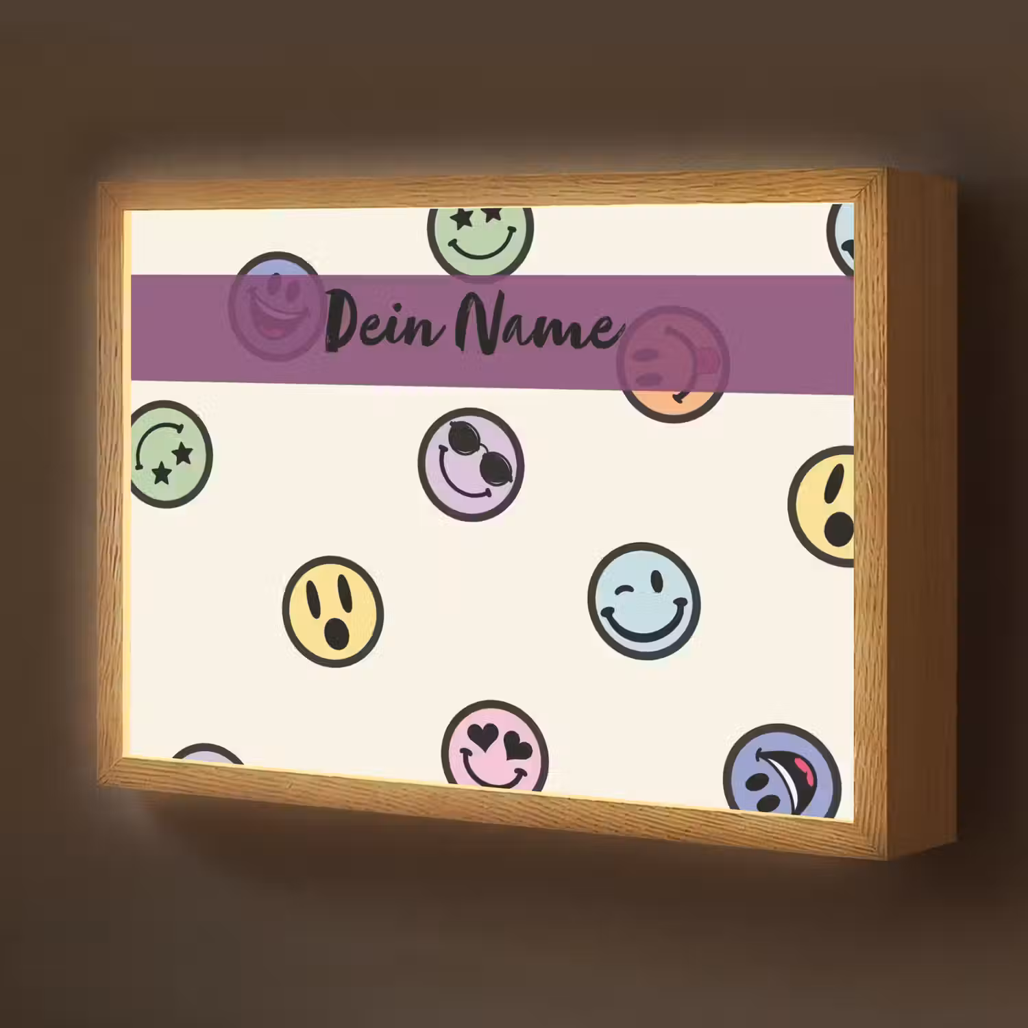 Smileys - Kleurrijk - Grappig Light Box met batterij (Wandlamp kind) middel -z3d_website