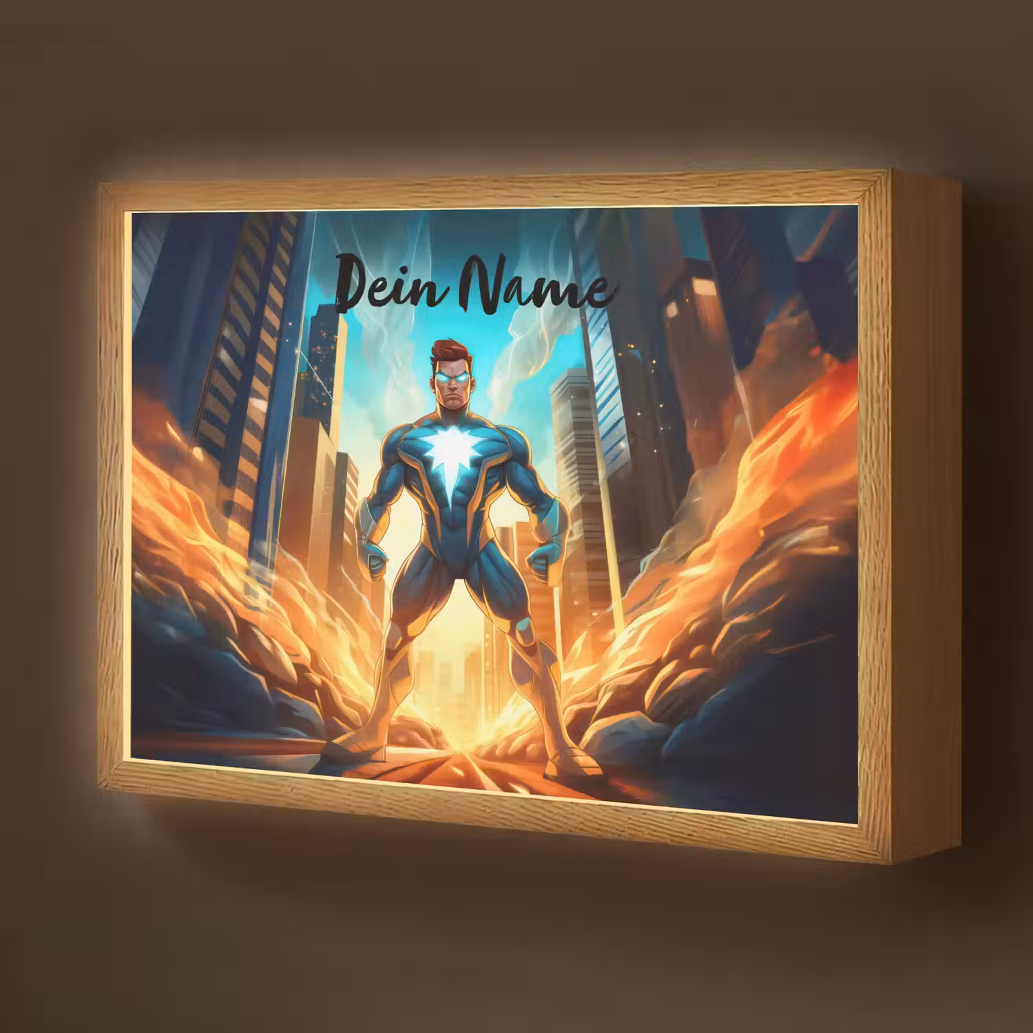 Superhelden - Kinderen - Jongens Light Box met batterij (Wandlamp kind) middel -z3d_website
