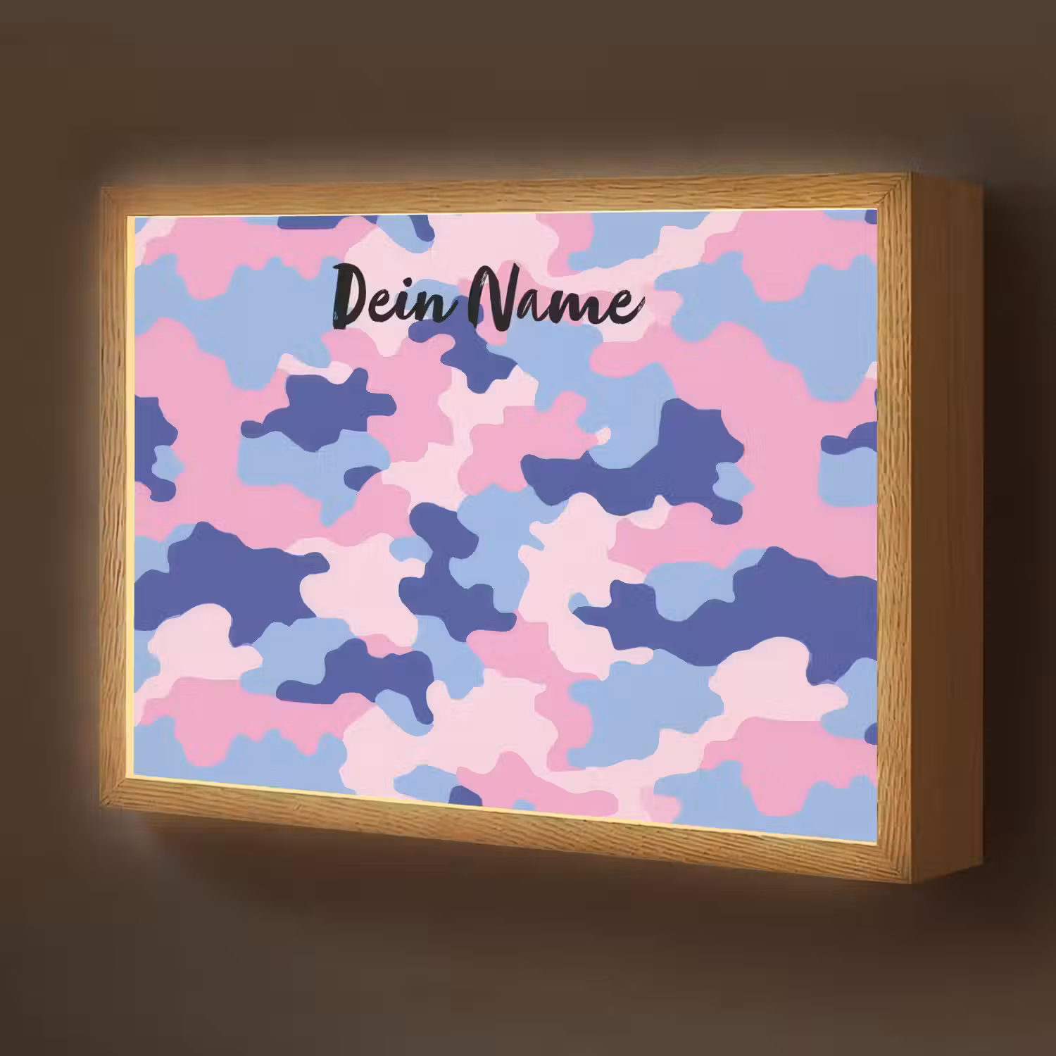 Camouflage - Roze - Blauw Light Box met batterij (Wandlamp kind) middel -z3d_website