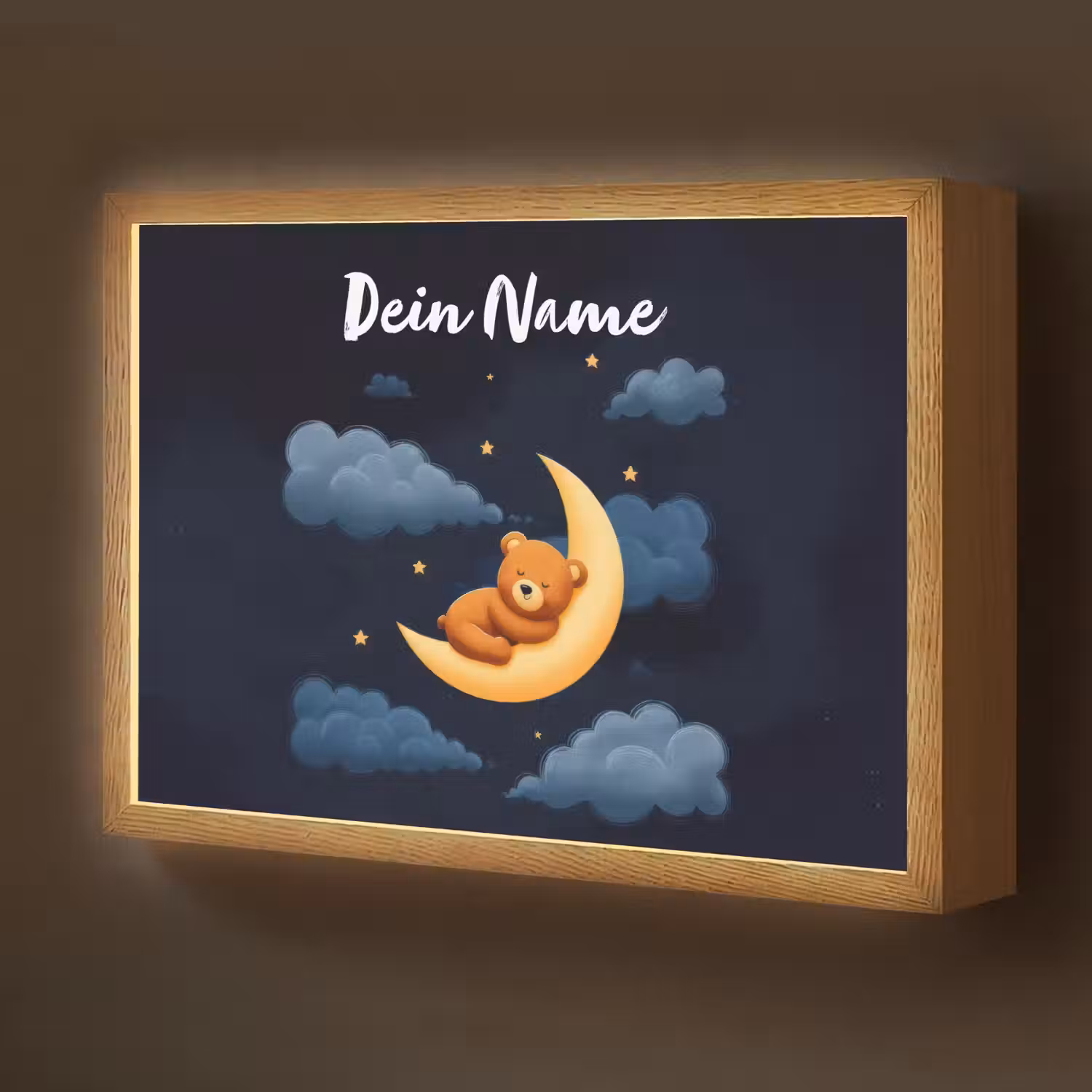 Teddybeer - Maan - Wolken - Sterren Light Box met batterij (Wandlamp kind) middel -z3d_website