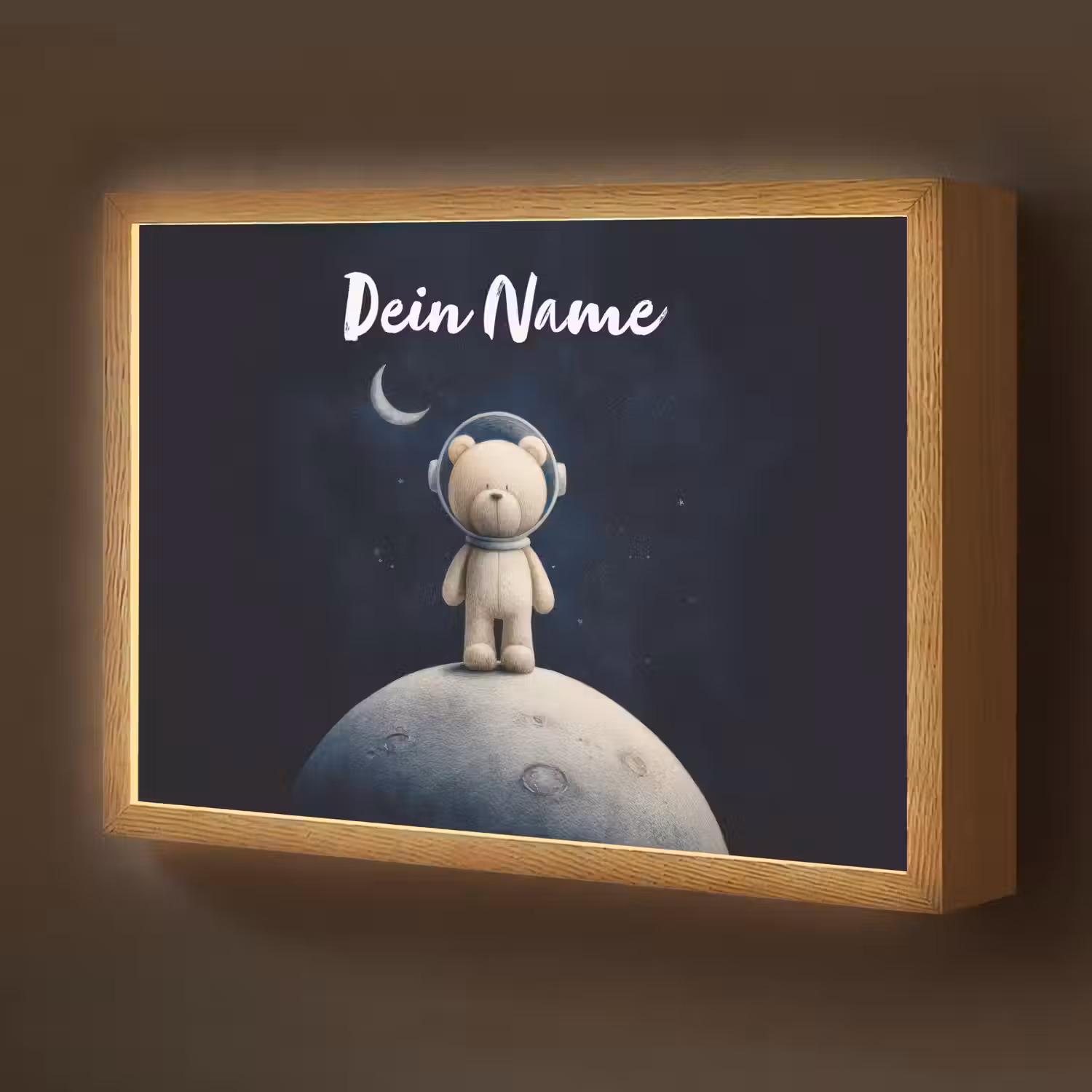 Teddybeer - Ruimtehelm - Maan - Sterren Light Box met batterij (Wandlamp kind) middel -z3d_website