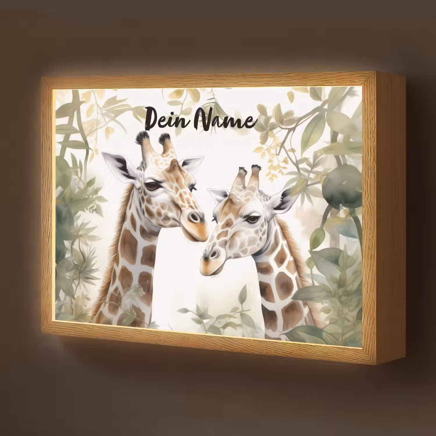 Dieren - Giraffe - Bladeren - Kinderen Light Box met batterij (Wandlamp kind) middel -z3d_website