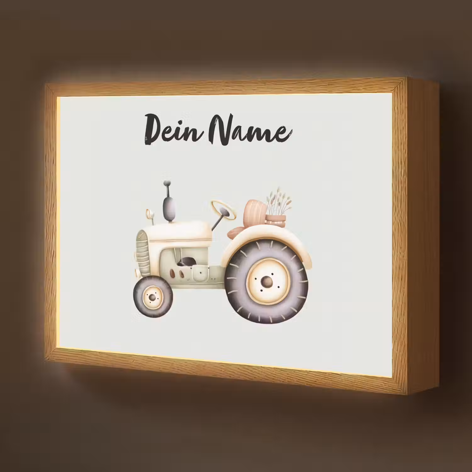 Vintage - Tractor - Pastel - Blauw Light Box met batterij (Wandlamp kind) middel -z3d_website